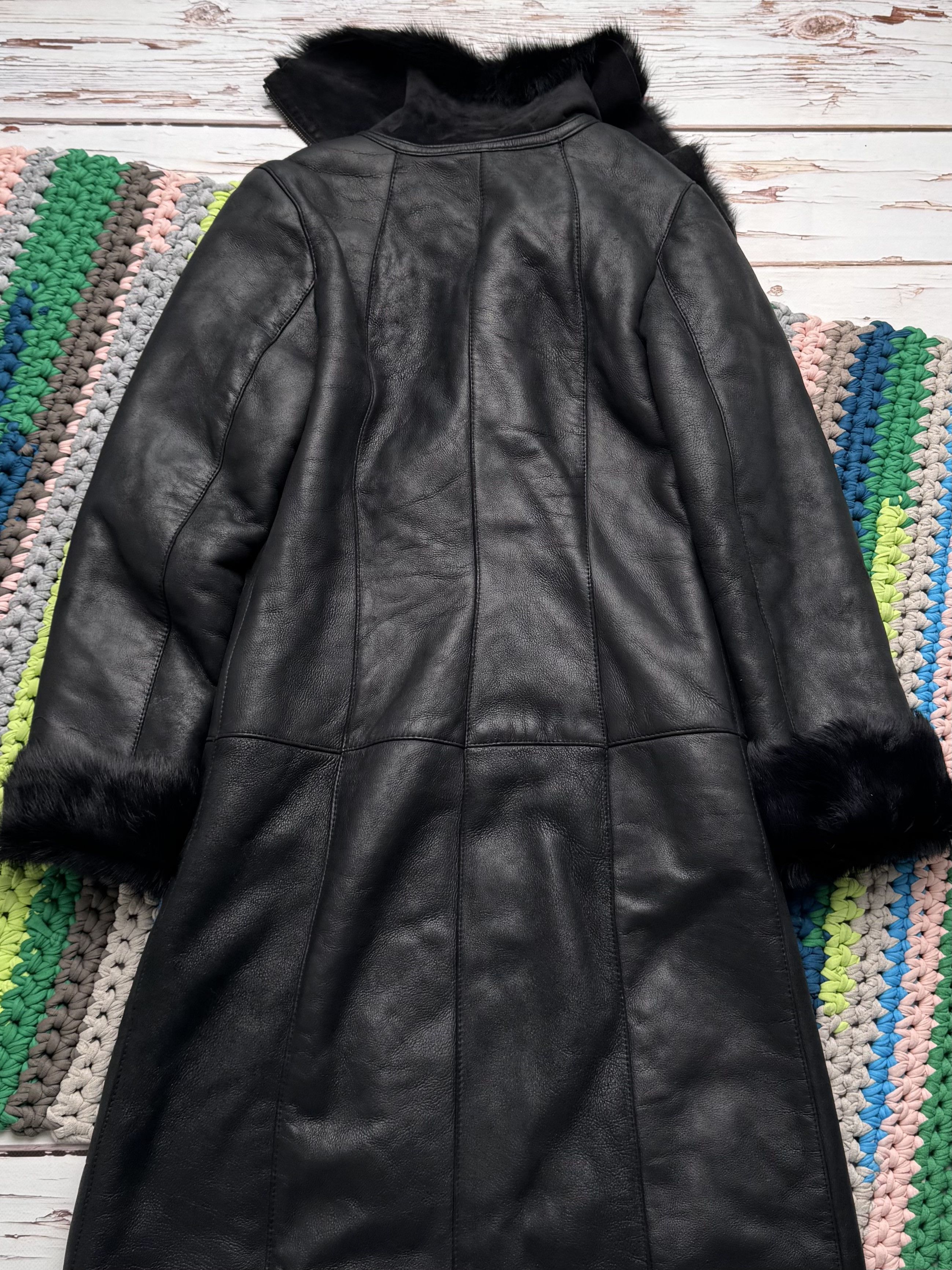 Vintage Vintage Sheepskin Leather Coat Black Fur Collar Long Jacket Size S / US 4 / IT 40 - 13 Thumbnail