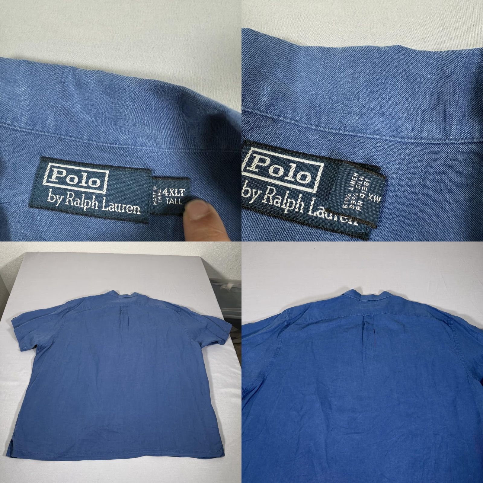 Polo Ralph Lauren VINTAGE Polo Ralph Lauren Shirt Men 4XLT Blue Silk Linen Loop Collar Camp Button Up Pony Size US XXL / EU 58 / 5 - 8 Thumbnail