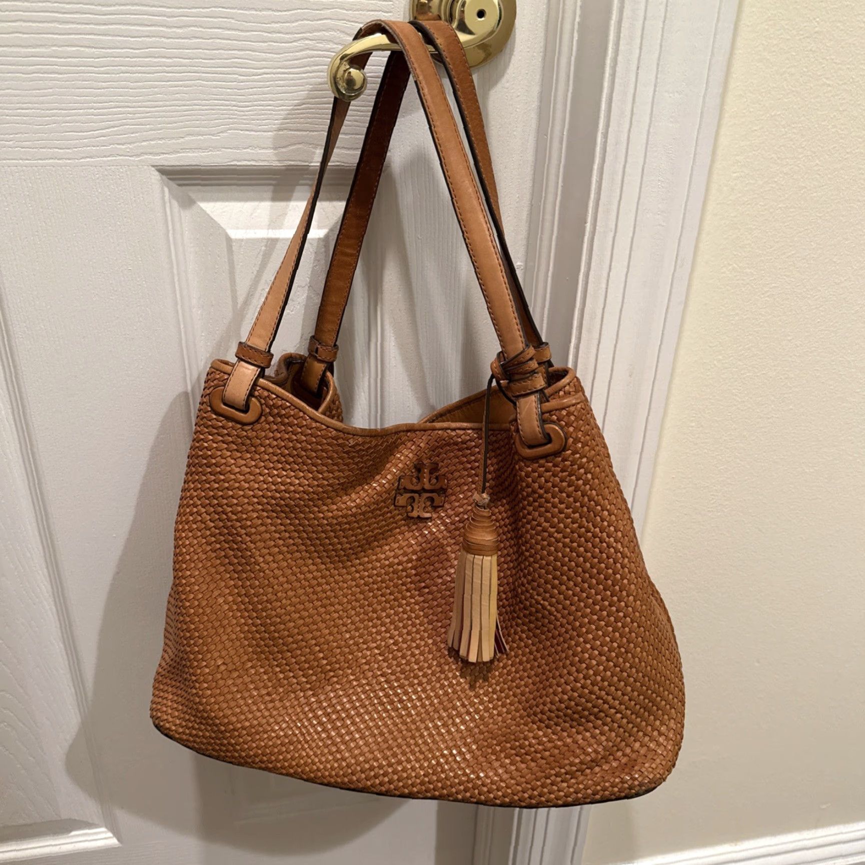 Tory Burch Tory Burch Tote Women Woven Leather Handbag Tan Brown Thea Classic Size ONE SIZE - 2 Thumbnail