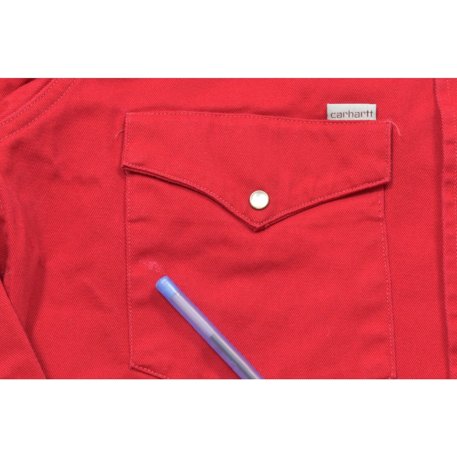 Carhartt VINTAGE Carhartt Men's Shirt Western Pearl Snap Long Sleeve Work Red 15.5 x 33 M XS? Size US M / EU 48-50 / 2 - 5 Thumbnail