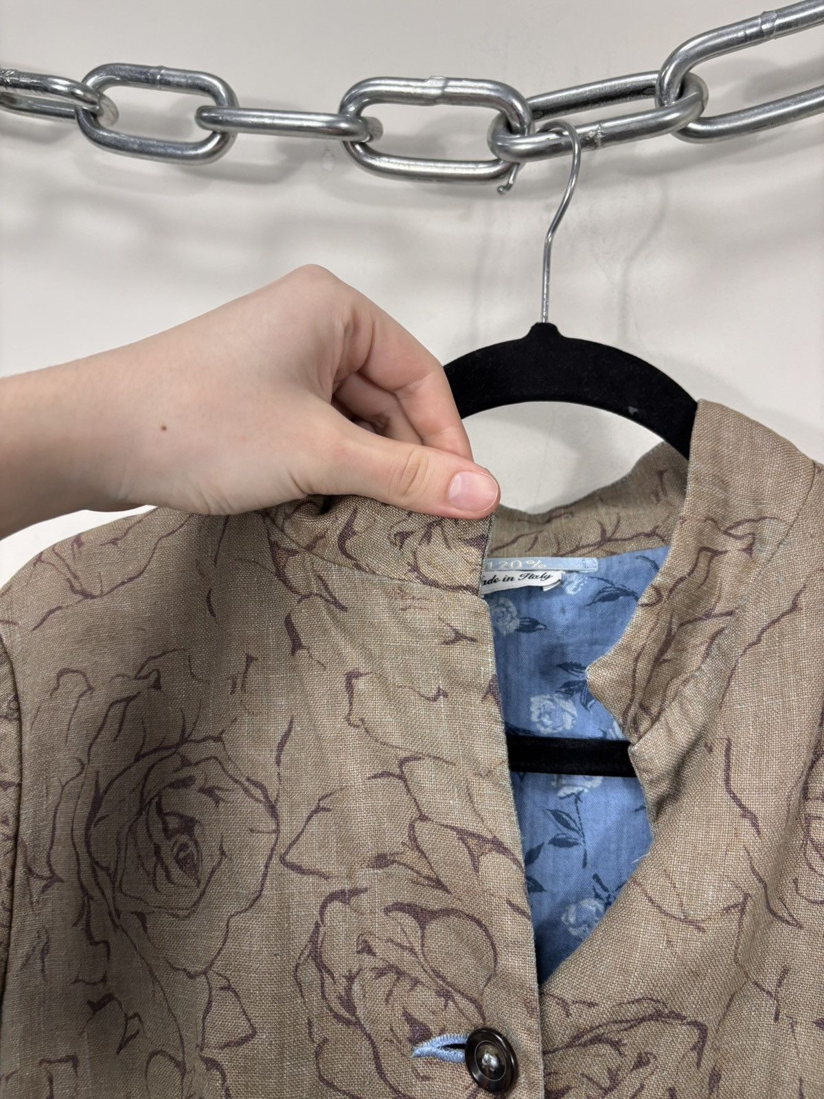 120% Lino 120% Lino Women’s Abstract Floral Brown Linen Blazer Jacket Size S / US 4 / IT 40 - 7 Thumbnail