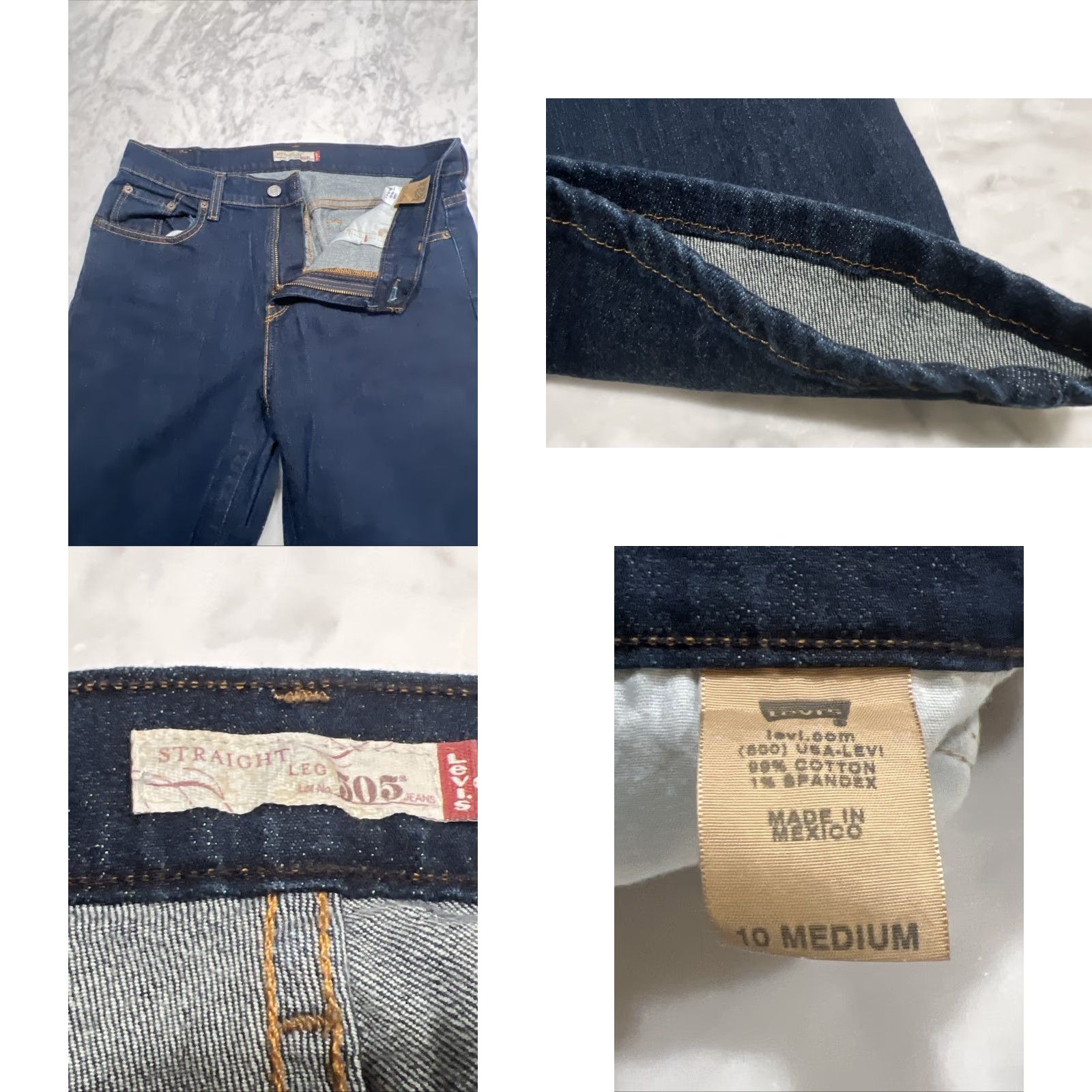 Levi's LEVI'S 505 Jeans WOMEN'S 10 Straight Leg Cotton Spandex Mid Rise 32W 32L Dark Blue - Levi's 505 - 90s USA Theme, Regular Fit, Jeans Size 32" / US 10 / IT 46 - 8 Thumbnail