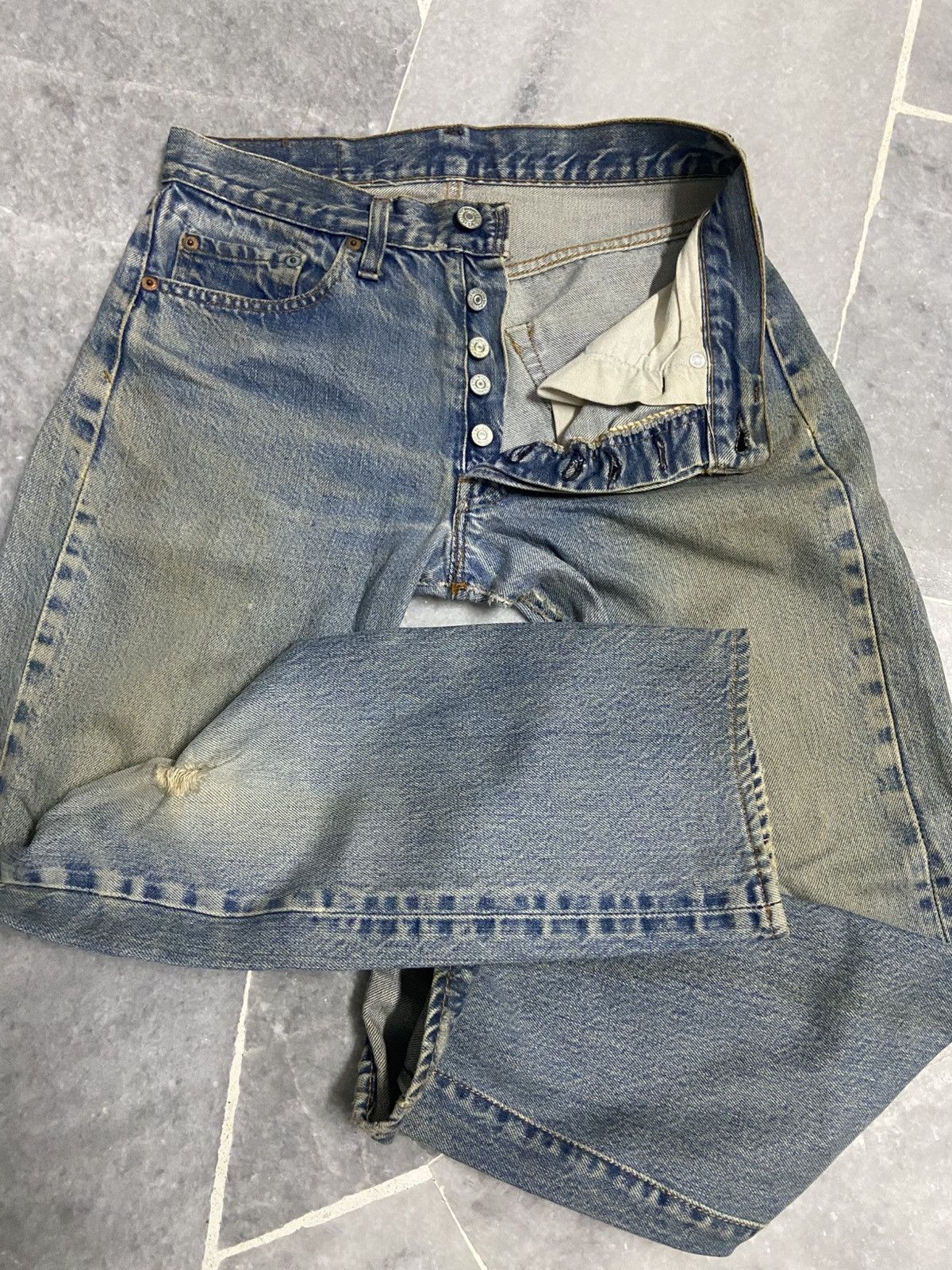 Levi's Vintage 70s Levis 501 Redline Selvedge Jeans button 6 Size US 28 / EU 44 - 3 Thumbnail