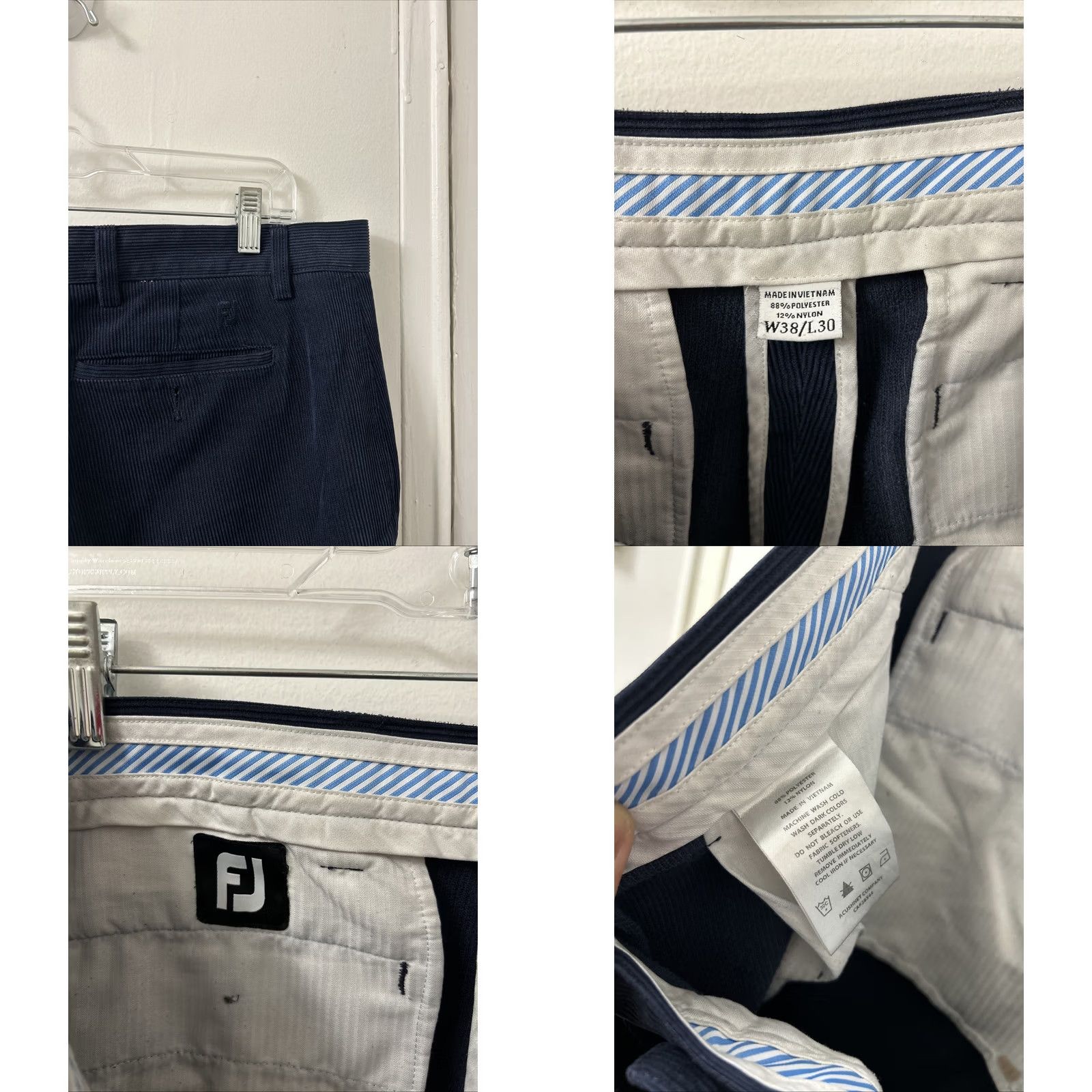 Footjoy FootJoy Pants Mens 38x30 Blue Corduroy Flat Front Straight Leg Trousers, 5-Pocket, Logo Accents, Classic Fit, 90s Preppy Size US 38 / EU 54 - 8 Thumbnail