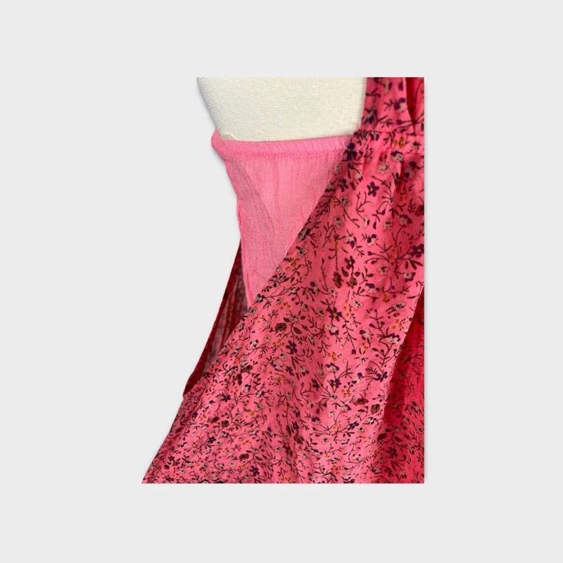 Vintage Myth | Y2K Floral Coral Pink Bubble Blouse | Small Size S / US 4 / IT 40 - 3 Thumbnail