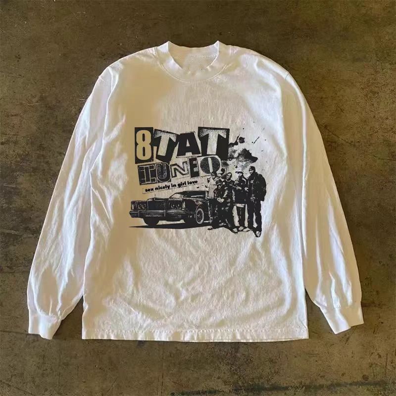 Vintage White washed retro hip-hop print long-sleeved t-shirt Size US M / EU 48-50 / 2 - 1 Thumbnail