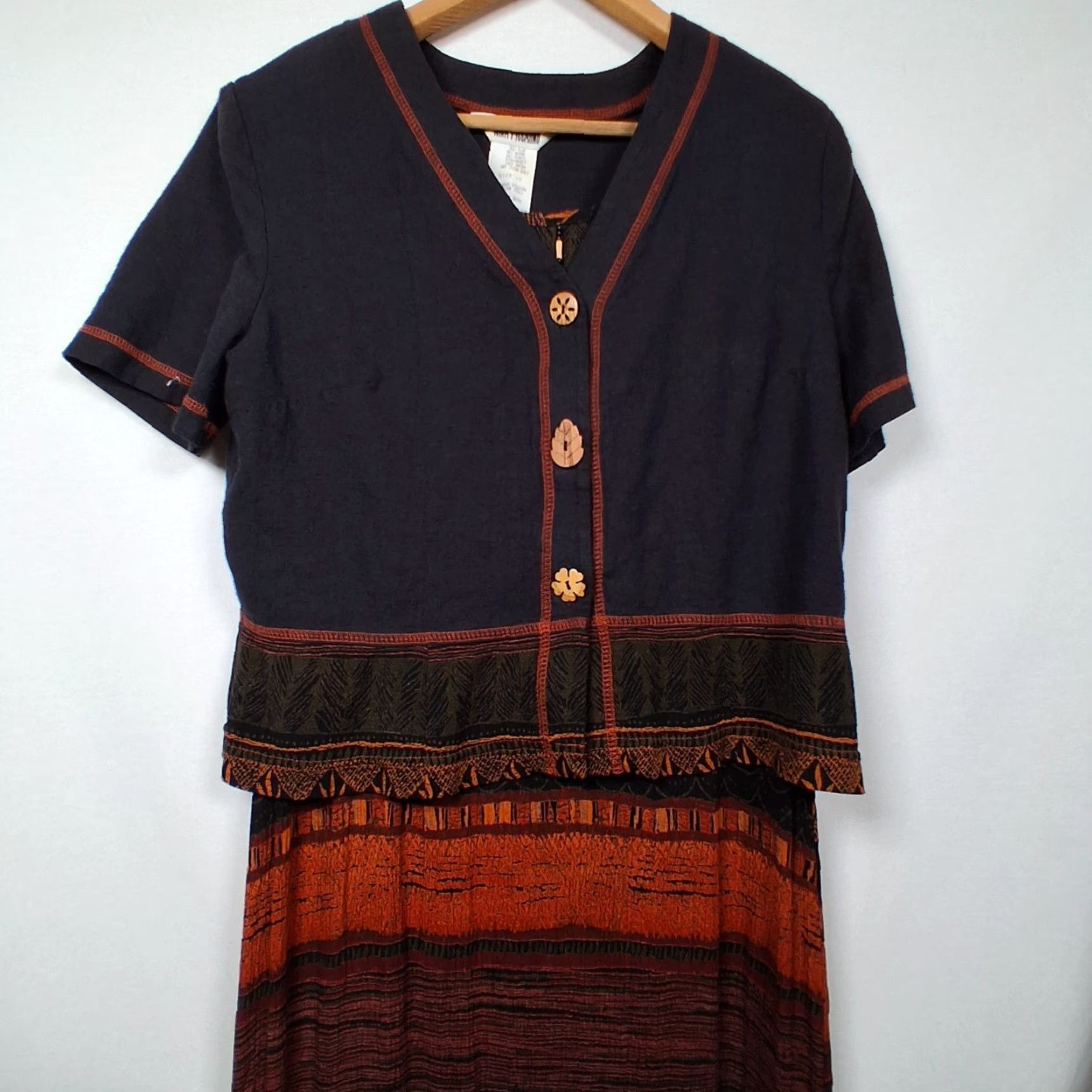 Vintage VINTAGE Nina Piccalino Maxi dress with top set 1990s Beads Crinkle Rayon Long Black 10 Womens Girls Men? Size L / US 10 / IT 46 - 2 Thumbnail