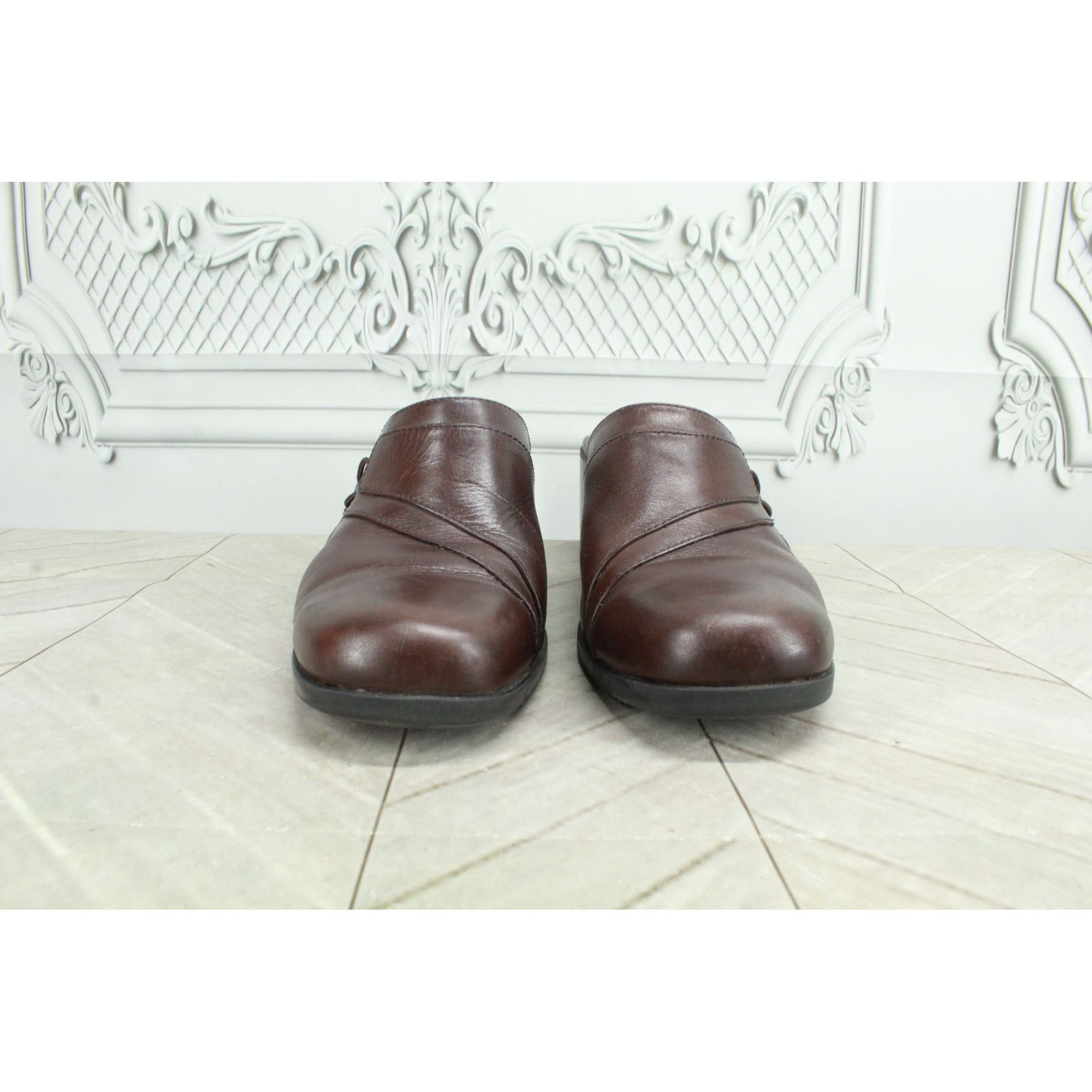 Clarks × Leather Clarks Women's Side Stretch Heeled Mules Shoes Size US 9 / IT 39 - 5 Thumbnail