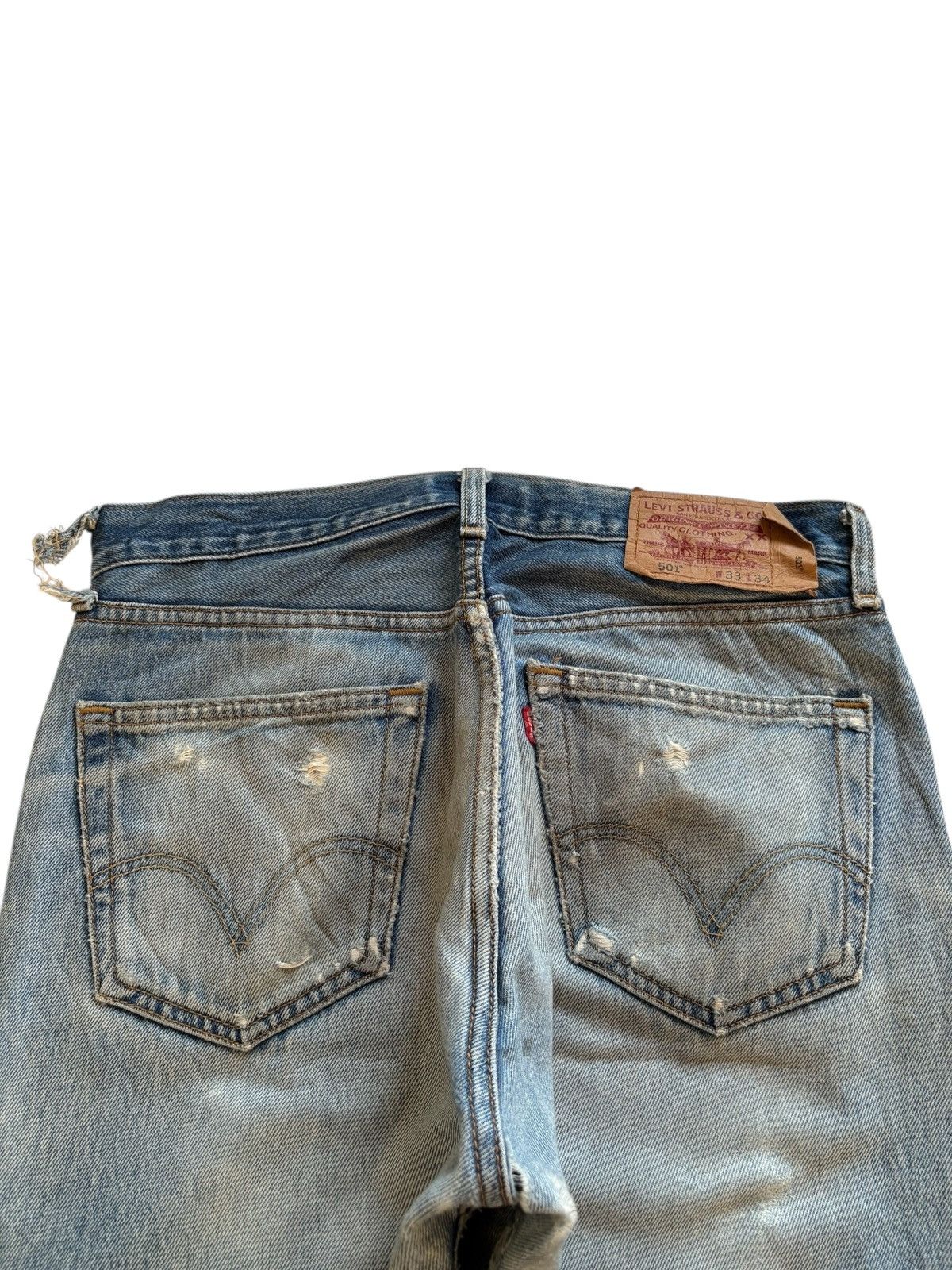 LVC × Levi's × Levi's Vintage Clothing Vintage 90s Levis 501 Mud Wash Distressed Ripped Loose Jean Size US 31 - 8 Thumbnail