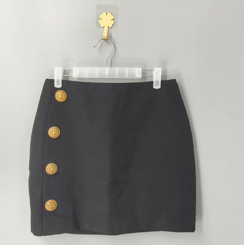 Balmain Black Women's Skirt with Gold Buttons 0089