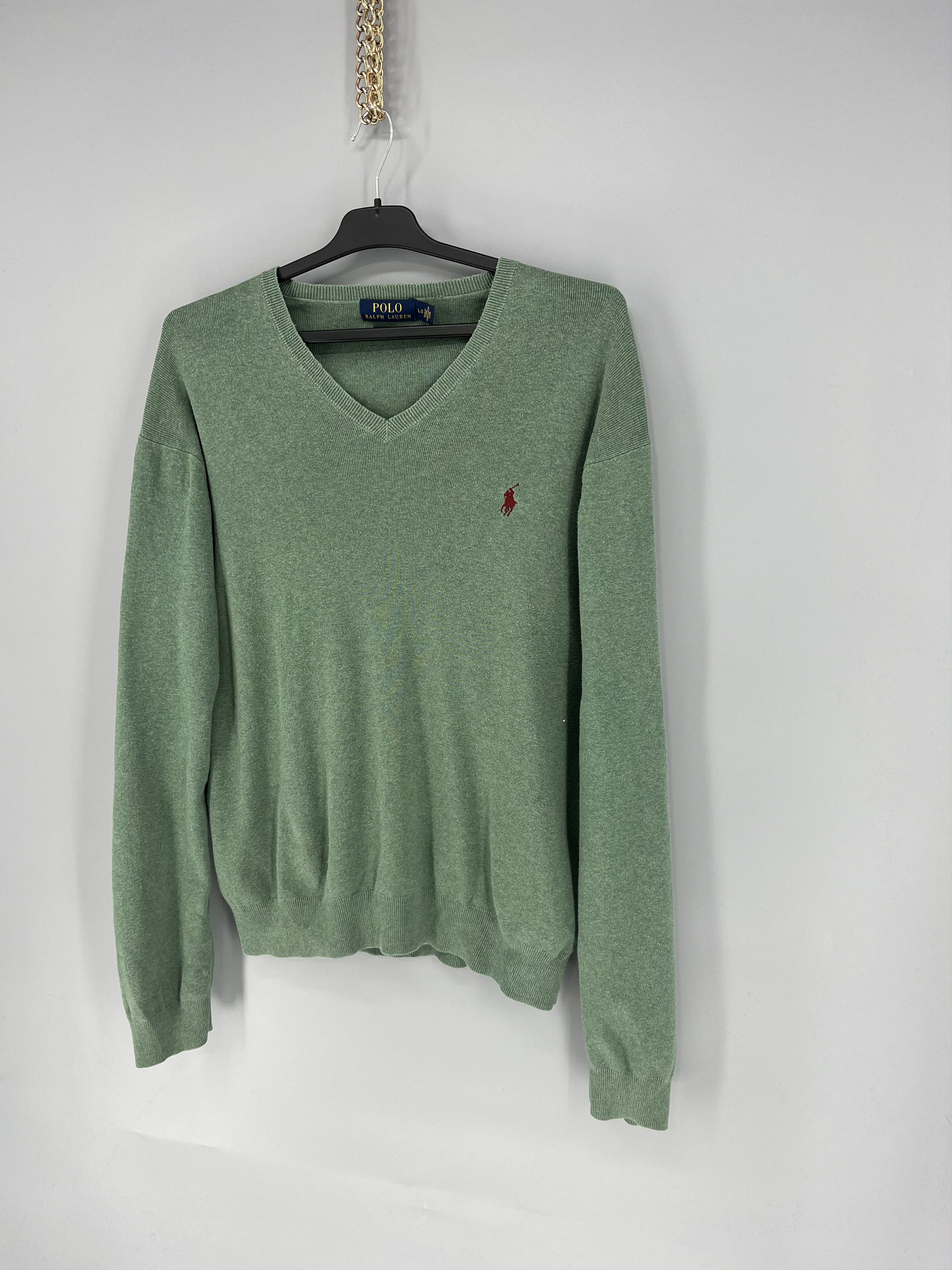 Polo Ralph Lauren Vintage Polo Ralph Lauren V-Neck Sweater 90s Green Size US L / EU 52-54 / 3 - 3 Thumbnail
