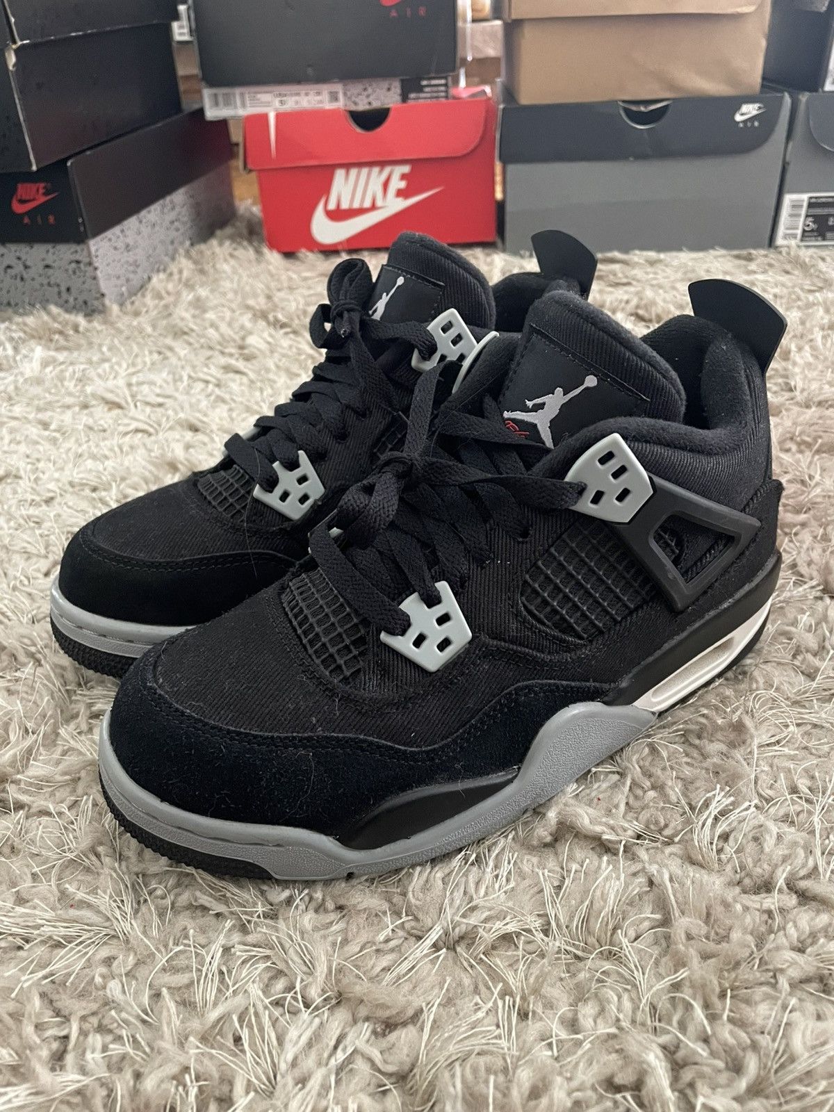 Jordan Brand Jordan 4 Black Canvas Size US 5 / EU 37 - 1 Thumbnail