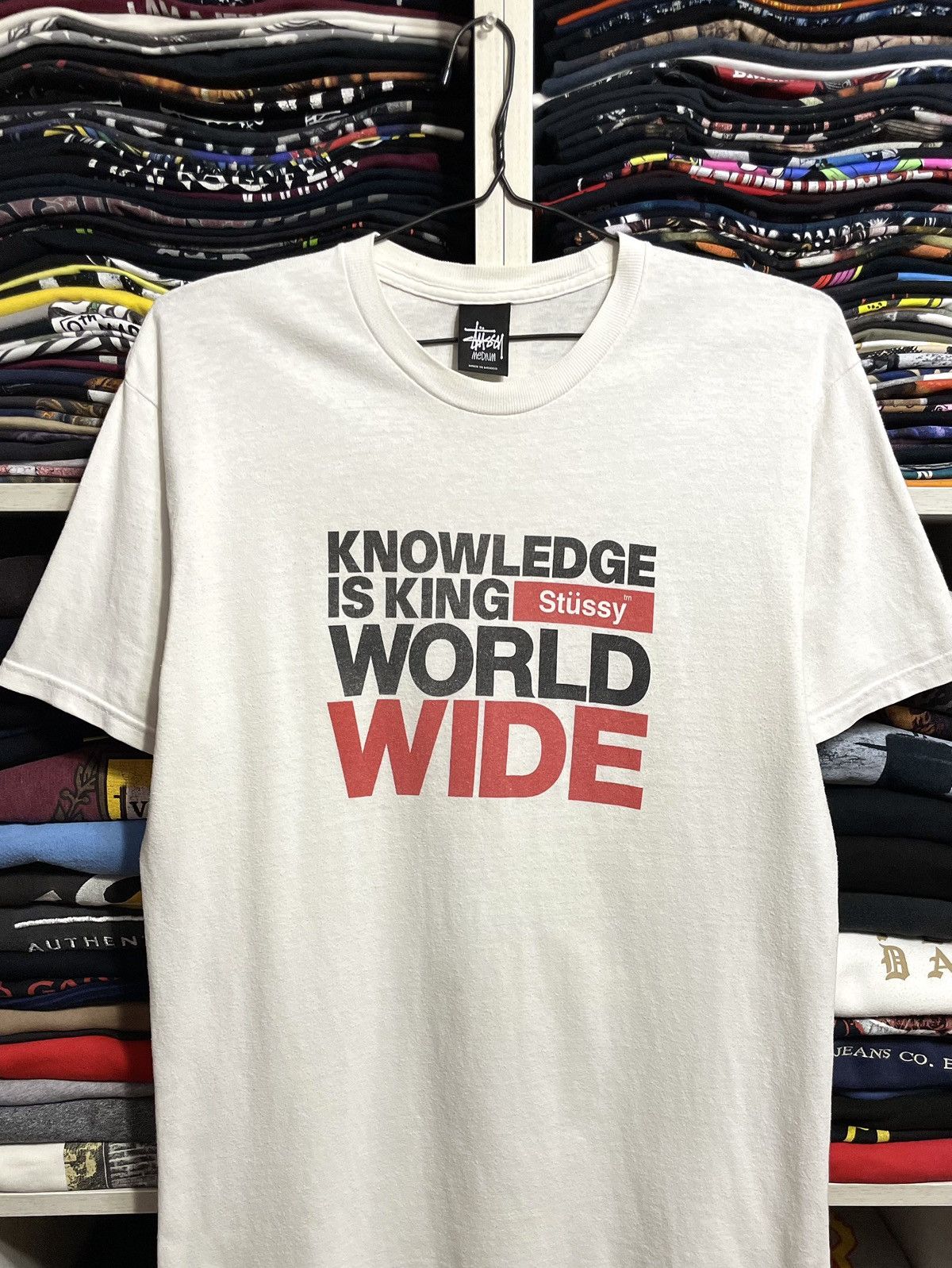 Stussy Vintage Y2K Stussy Knowledge Is King T-Shirt Size M White Size US M / EU 48-50 / 2 - 2 Thumbnail