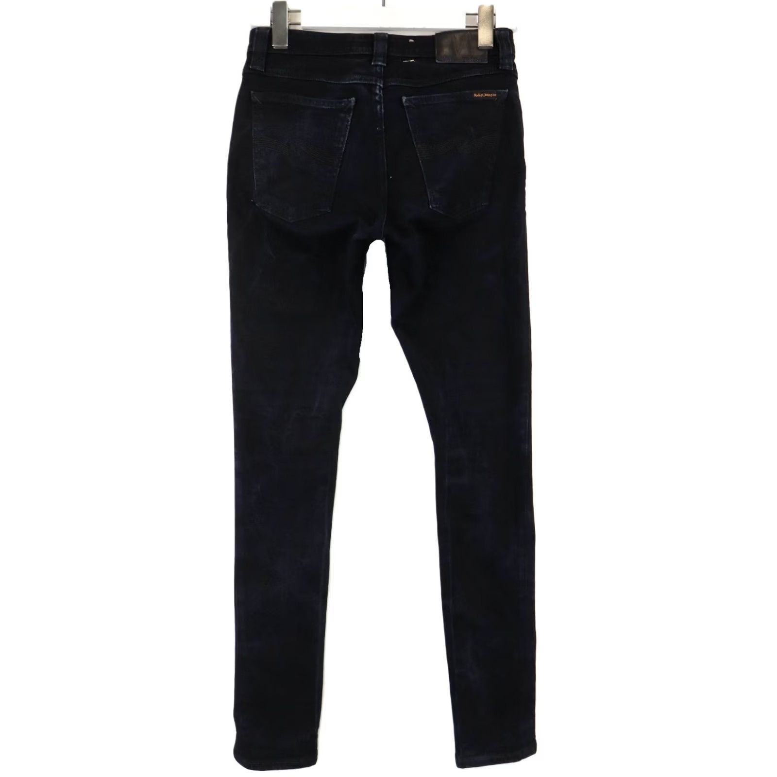 Denime Nudie Skinny Lin Black Black Jeans Men's W29/L32 Dark Blue Denim Zip Fly Size US 29 - 2 Thumbnail