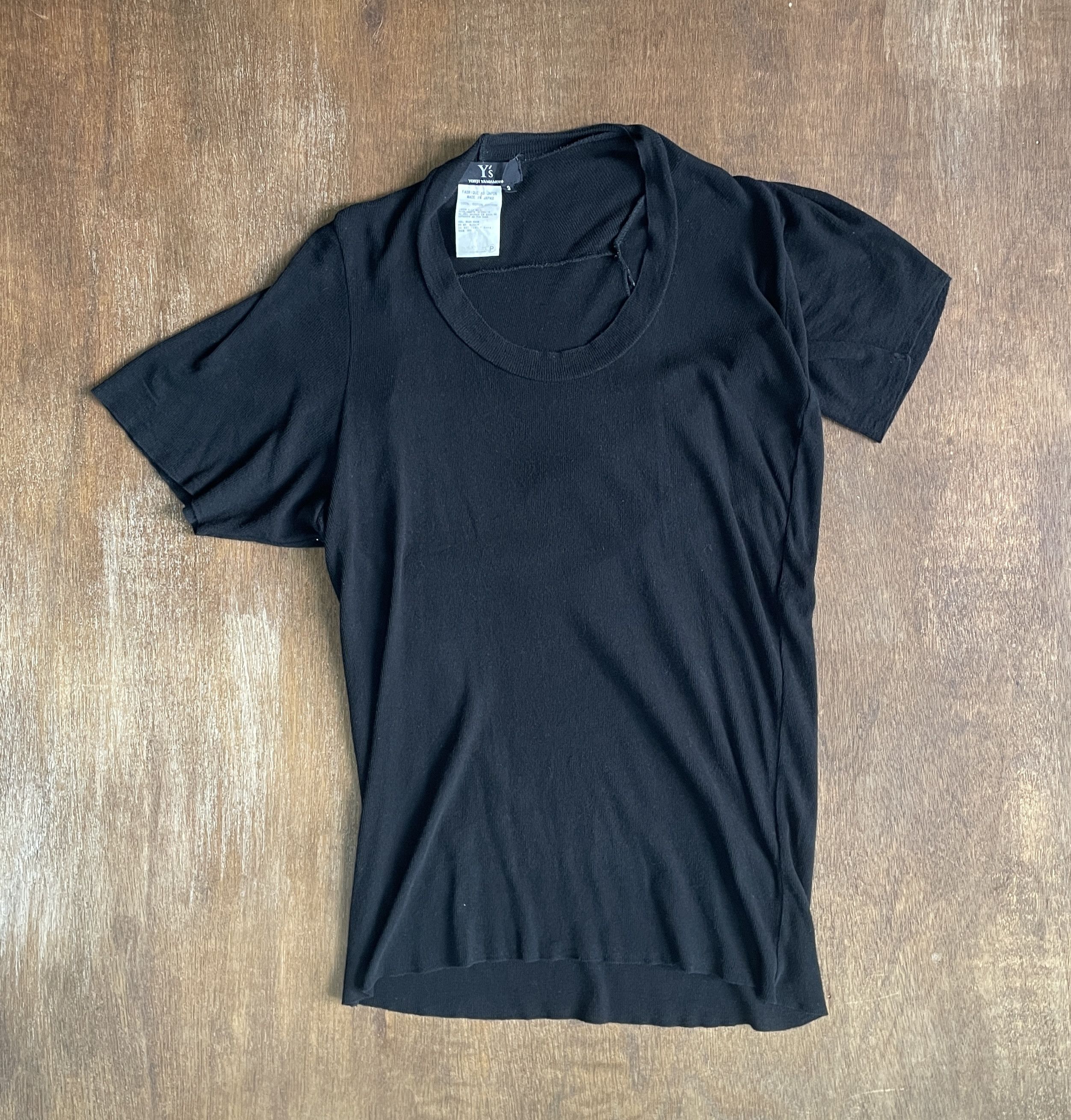 Y's Y's Yohji Yamamoto Black Scoop Neck Short Sleeve T-Shirt Size US S / EU 44-46 / 1 - 1 Thumbnail