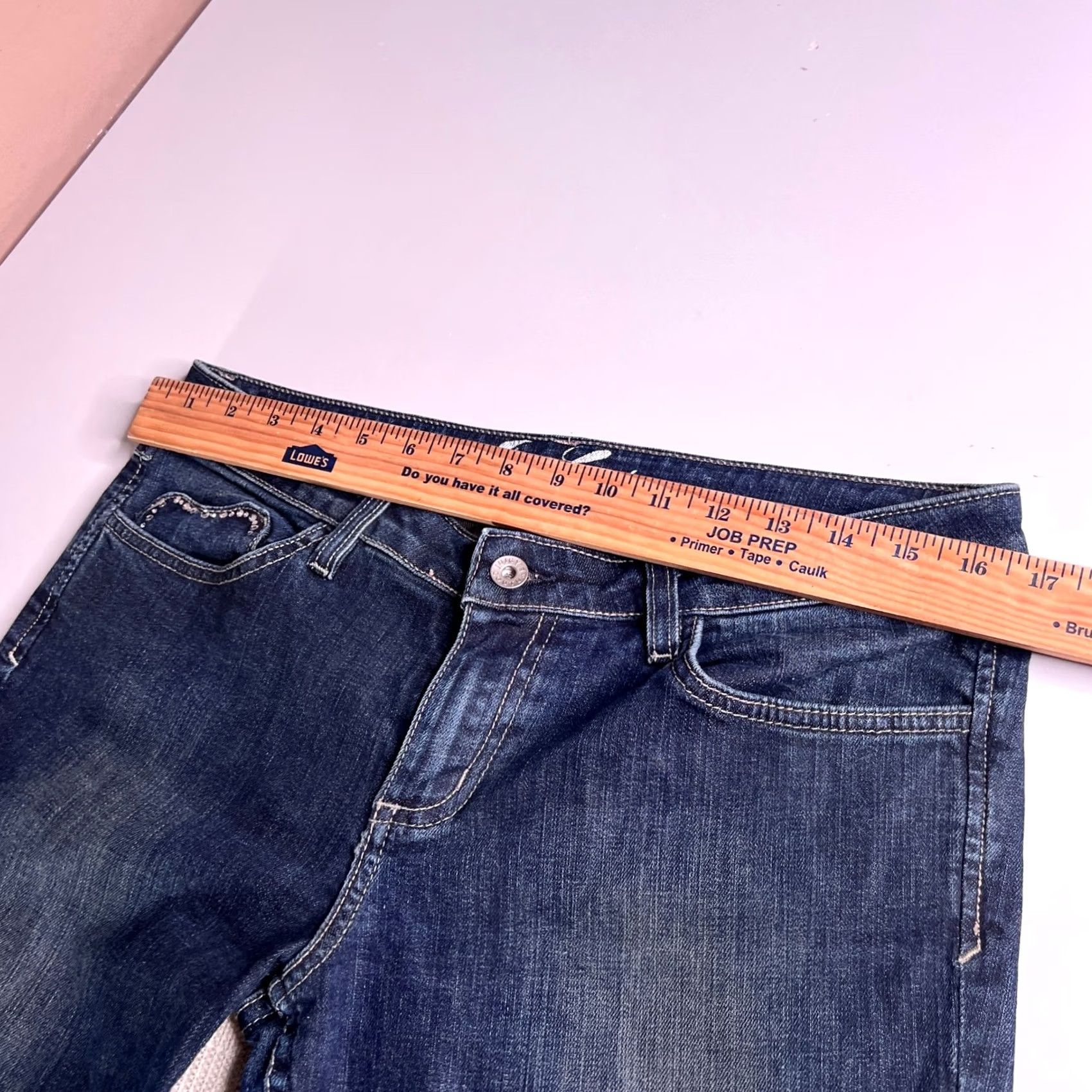 Juicy Couture Juicy Couture Jeans Dark Wash Rhinestone Heart Flare 31 Y2K Style Womens Jeans 5-Pocket Stretch Denim Vintage? No Size 24" / US 00 / IT 34 - 5 Thumbnail