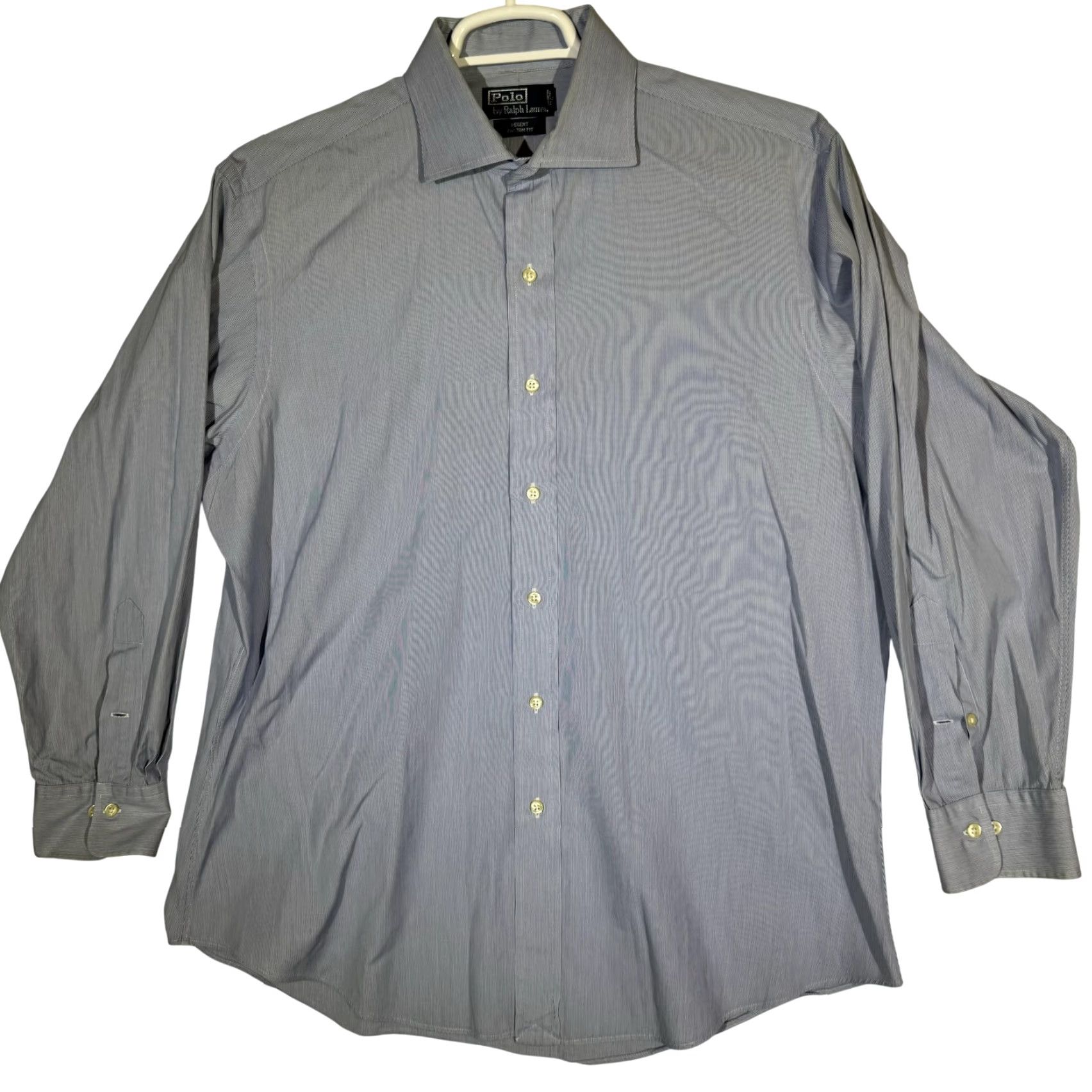 Polo Ralph Lauren VINTAGE Polo Ralph Lauren Shirt Mens 17 32/33 Blue Stripe Regent Custom Fit Button Down Size US XL / EU 56 / 4 - 2 Thumbnail