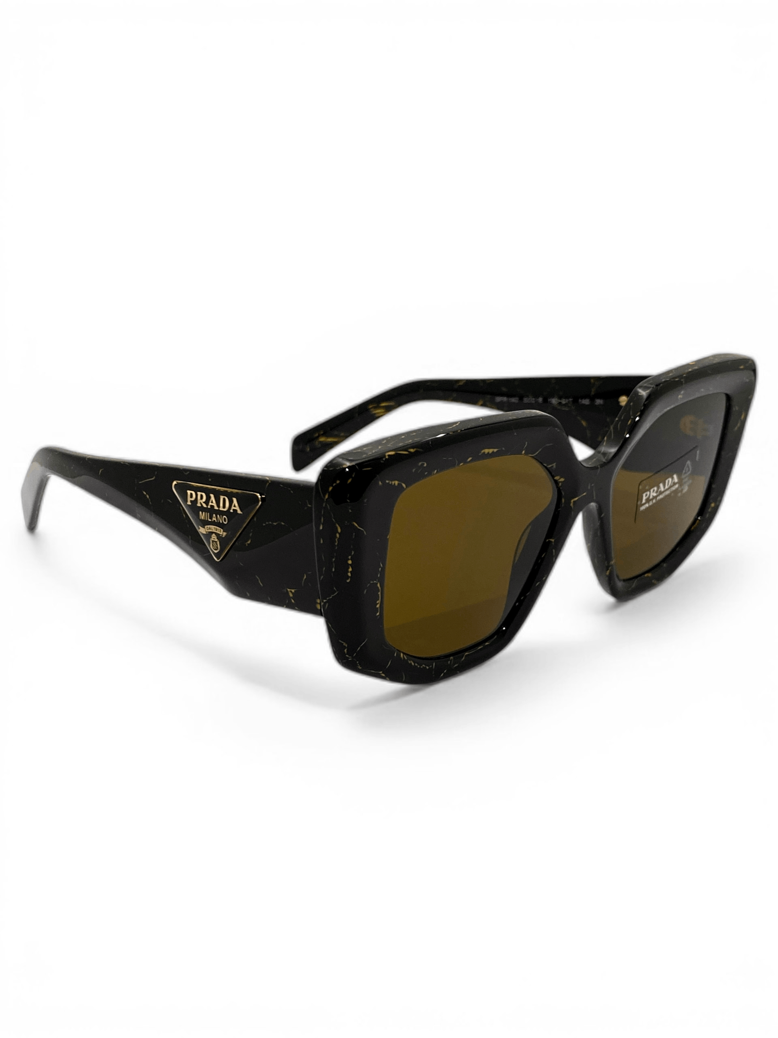 Prada Prada Triangle Logo Oversized Retro Symbol Black Sunglasses Size ONE SIZE - 6 Thumbnail
