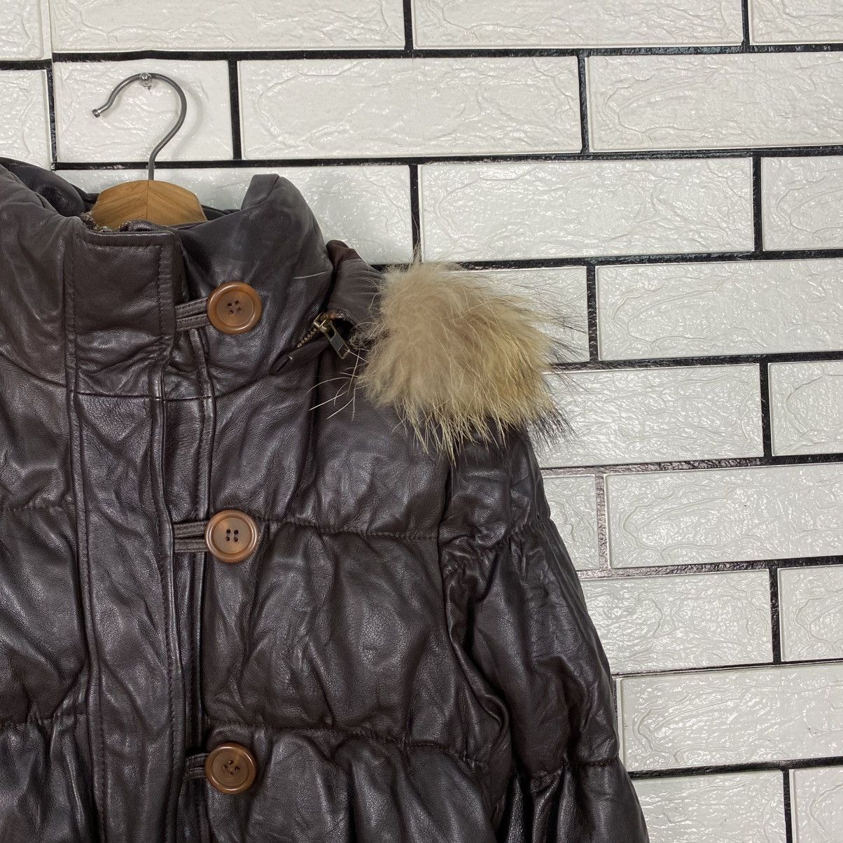 Japanese Brand 📌Vintage Cropped Leather Jacket Unbranded Mink Fur Collar Size US M / EU 48-50 / 2 - 7 Thumbnail