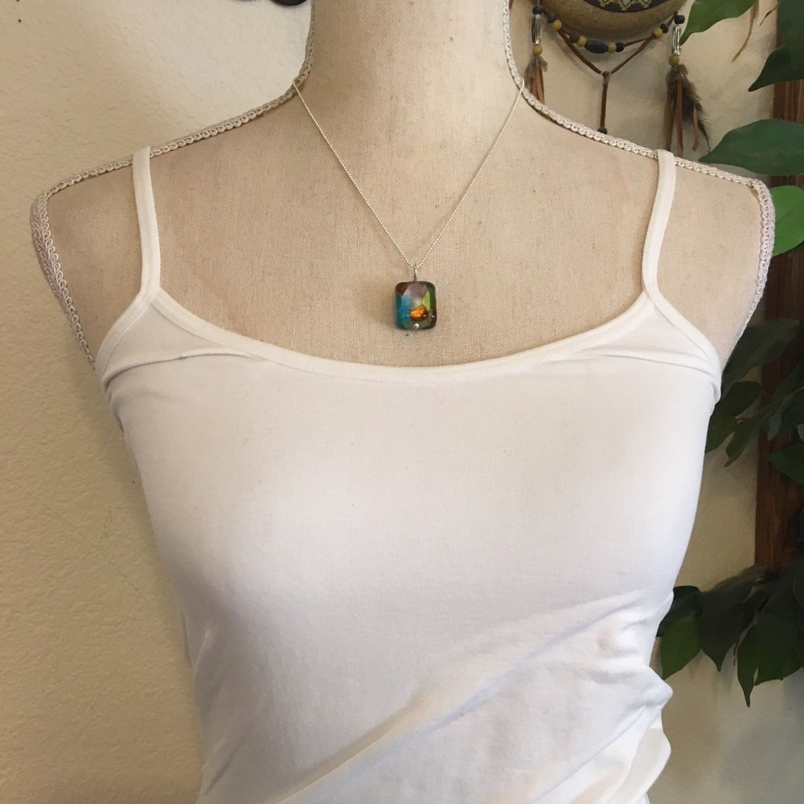 Handmade Handcrafted glass pendant on 925 sterling chain Size ONE SIZE - 3 Thumbnail