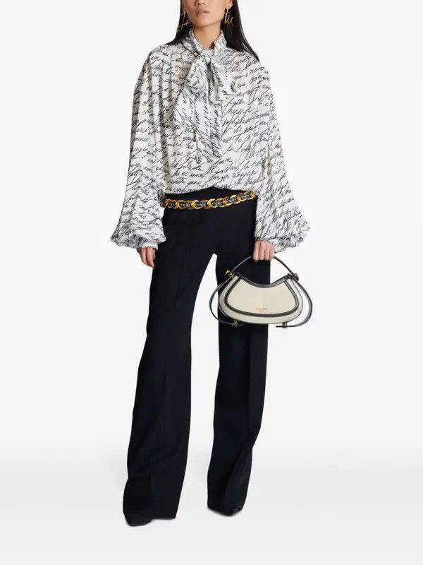 Balmain o1s1wg111225 Love Letter Blouse in White Size M / US 6-8 / IT 42-44 - 5 Thumbnail