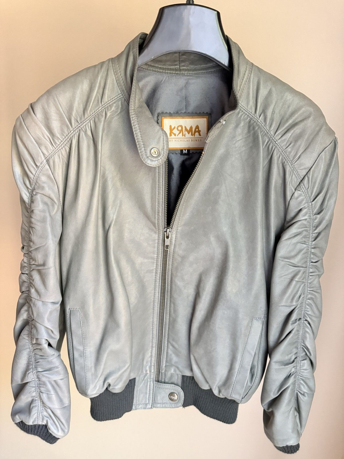 Other Vintage KRMA by Nicholas Bowes Bomber Leather Jacket Size M / US 6-8 / IT 42-44 - 1 Thumbnail