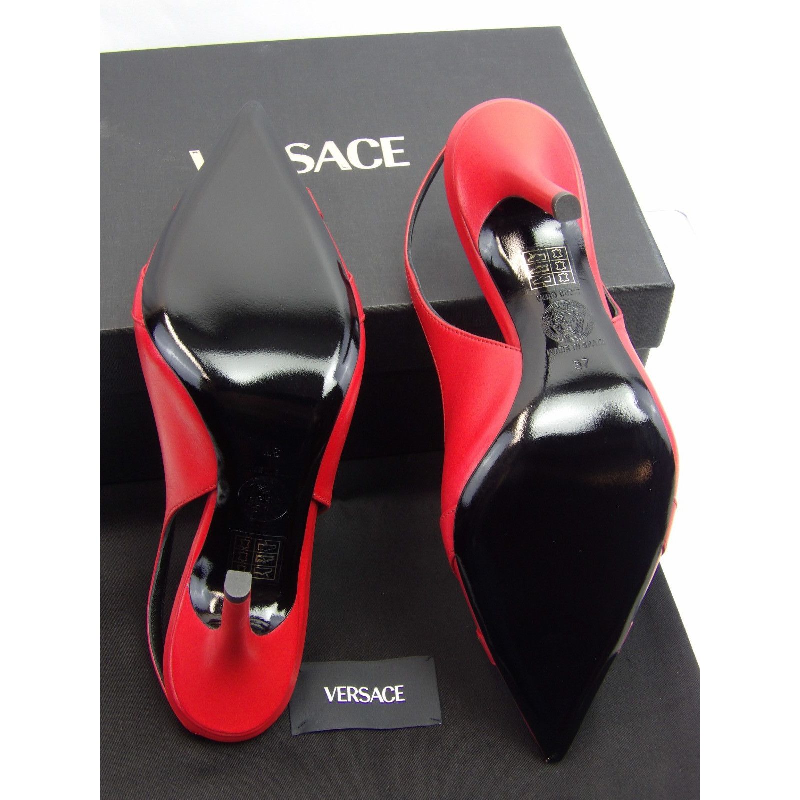 Versace VERSACE RED LEATHER GOLD MEDUSA LOGO STUDS SANDALS PUMPS 37 Size US 7 / IT 37 - 9 Thumbnail