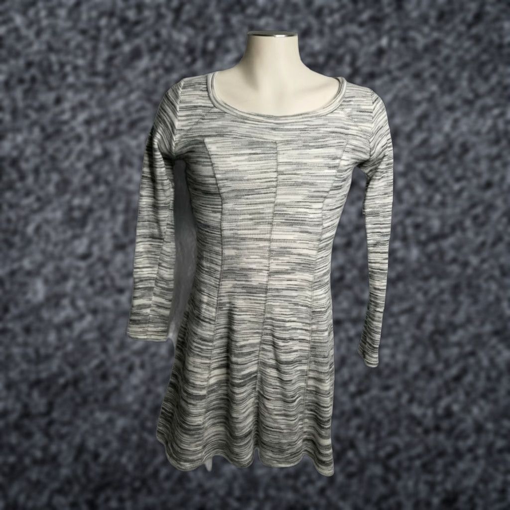 Anthropologie SATURDAY SUNDAY Gray Long Sleeve Sweatshirt Skater Dress - S, Knit, 100% Cotton, Knee Length, Bohemian, Fit & Flare, Collarless, VINTAGE NO, Women Size S / US 4 / IT 40 - 1 Thumbnail