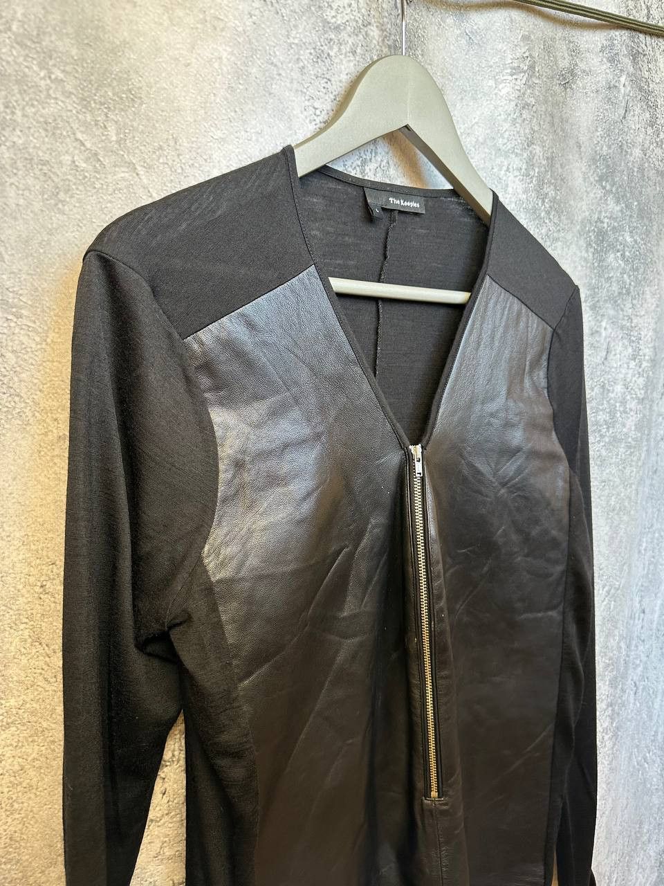 The Kooples The Kooples Lambskin Leather-Panel Zip Cardigan Wool Size L / US 10 / IT 46 - 4 Thumbnail