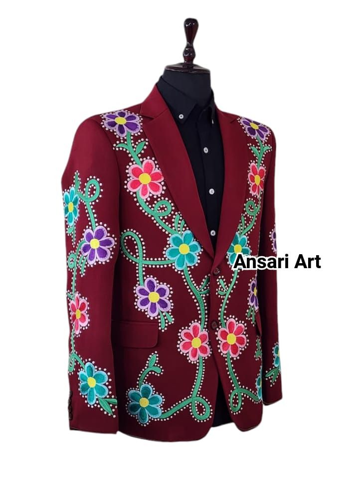 Other Men 2PC Customized floral embroidery western prom outfit Size 46S - 2 Thumbnail