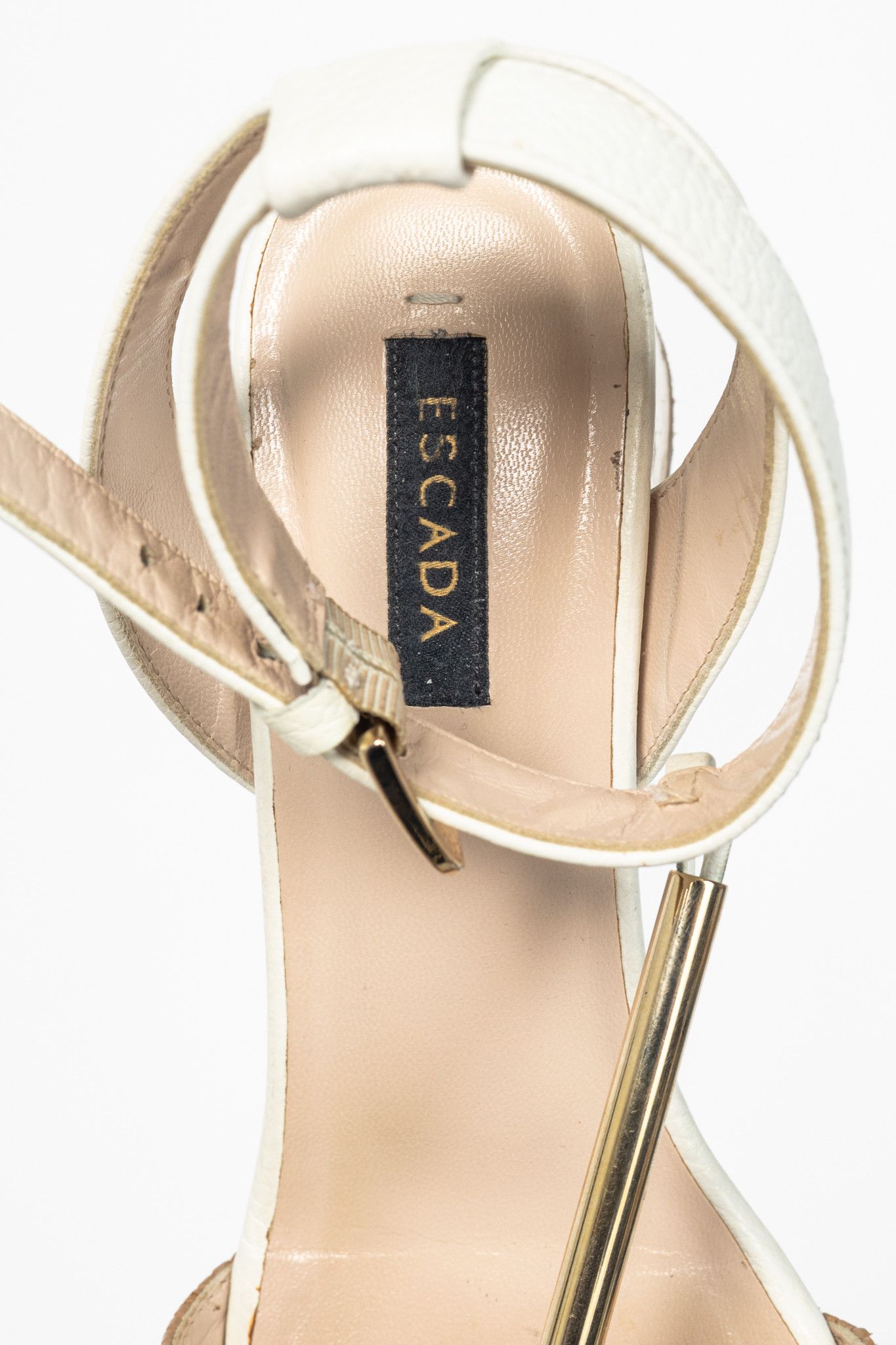 Escada Escada SS14 Snakeskin-Embossed T-Strap Mirror-Heel Sandals Size US 7.5 / IT 37.5 - 9 Thumbnail