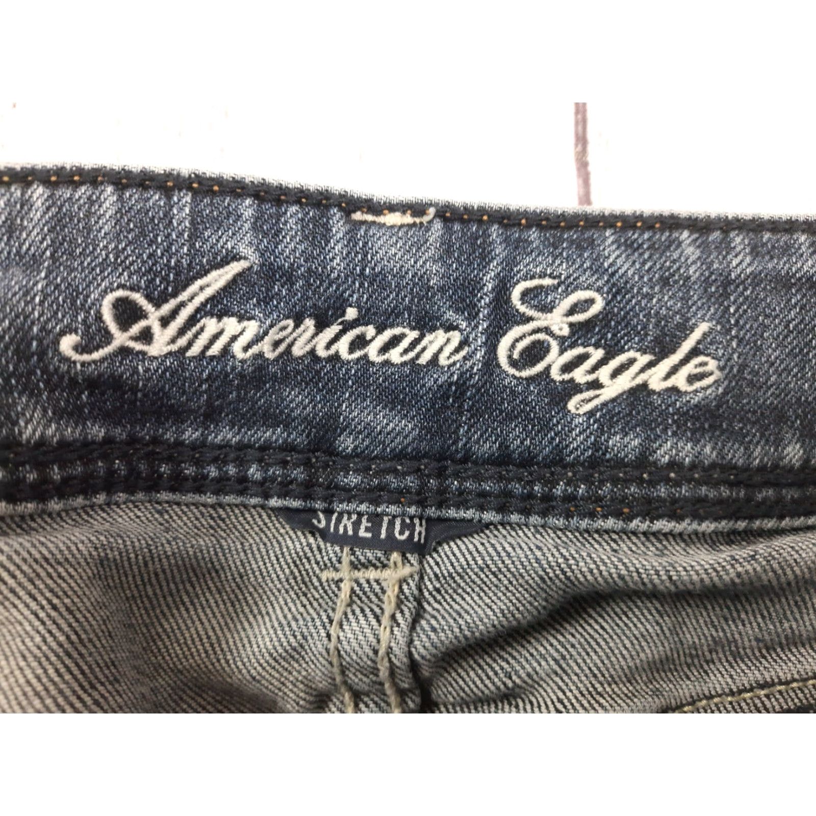 American Eagle Outfitters VINTAGE American Eagle Outfitters Women Jeans 8 Slim Bootcut Stretch Low Rise Faded Black 32W 30L Womens Jeans Size 30" / US 8 / IT 44 - 2 Thumbnail