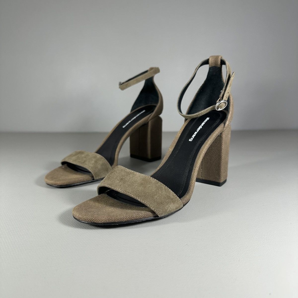 Alexander Wang Alexander Wang Khaki Canvas Suede Abby Ankle Strap Sandals Size US 8 / IT 38 - 2 Thumbnail