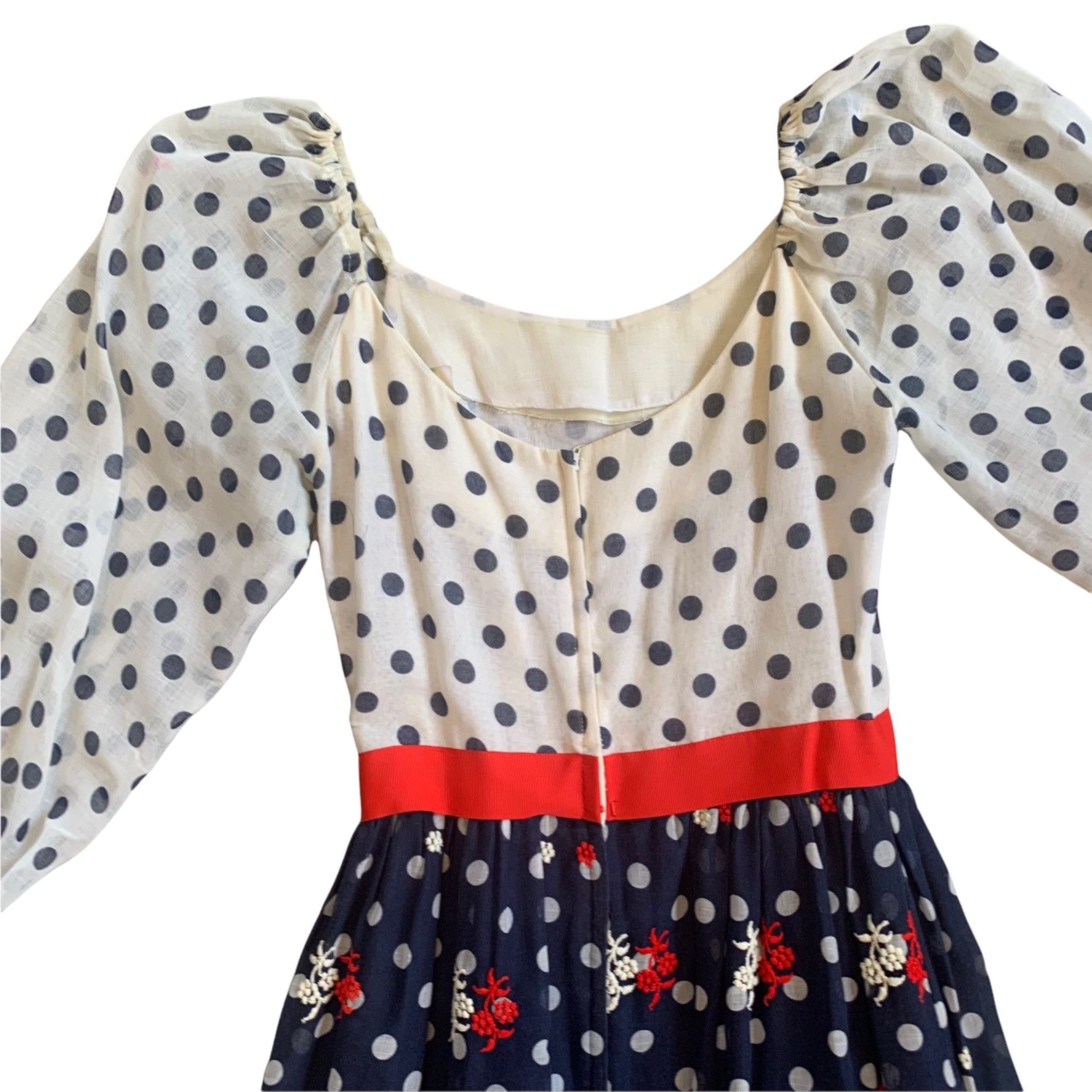 Vintage Vintage Elinor Gay ILGWU Polka Dot Floral Embroidered Maxi D Size S / US 4 / IT 40 - 8 Thumbnail