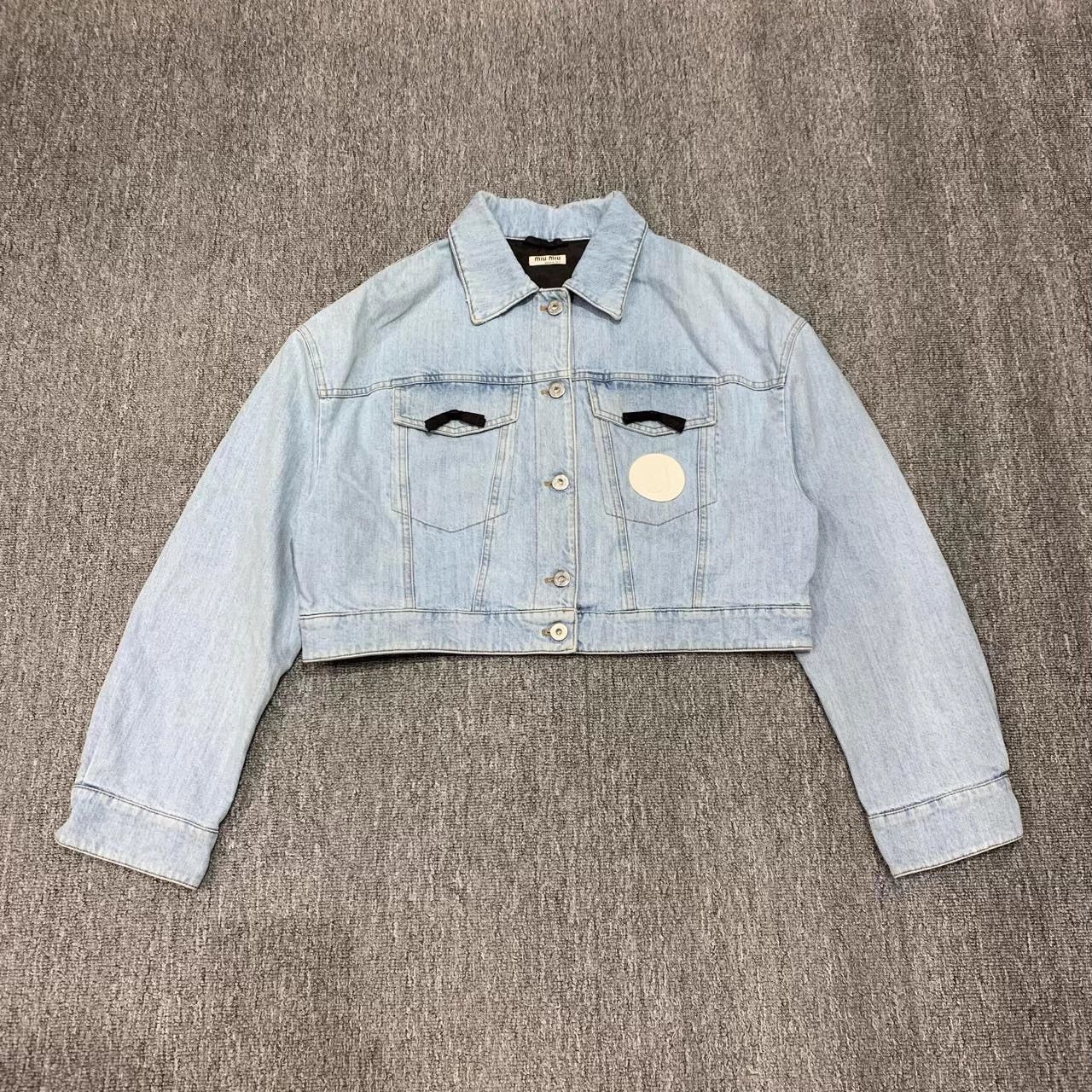 Miu Miu Miu Miu Blue Logo Short Denim Jacket Women's 38 Size XS / US 0-2 / IT 36-38 - 1 Thumbnail