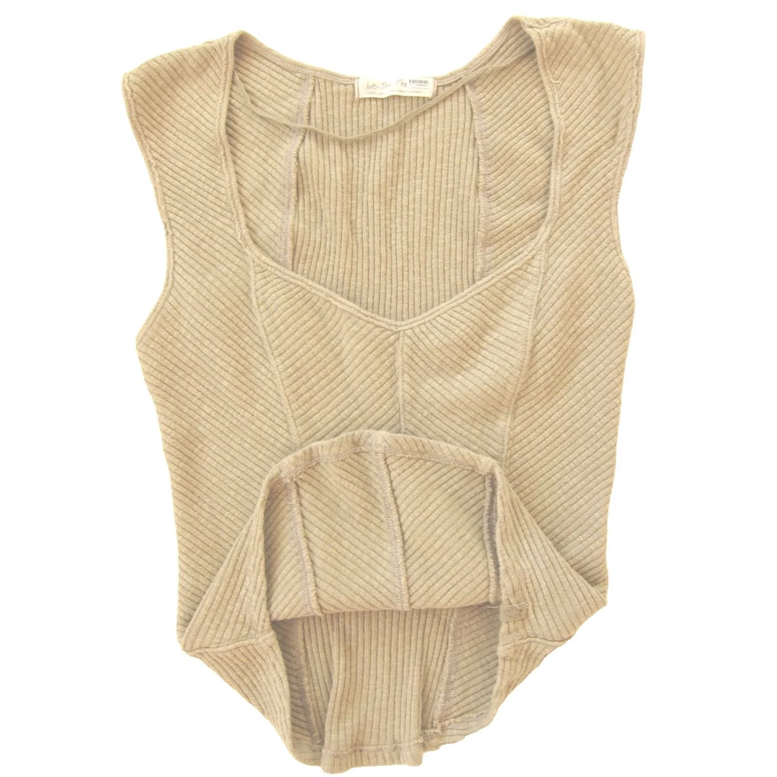 Free People Free People We The Free Brown Ribbed Stretch Cap Sleeve Top Shirt Women L Brown 70s Bohemian Retro Classic Stretch Cap Sleeve Shirt Women L Size L / US 10 / IT 46 - 4 Thumbnail
