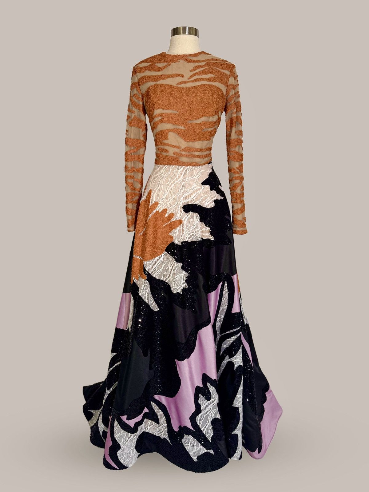 Other Brand New US 8 Jean Fares Couture Multi Fabric Maxi Gown Size M / US 6-8 / IT 42-44 - 1 Thumbnail