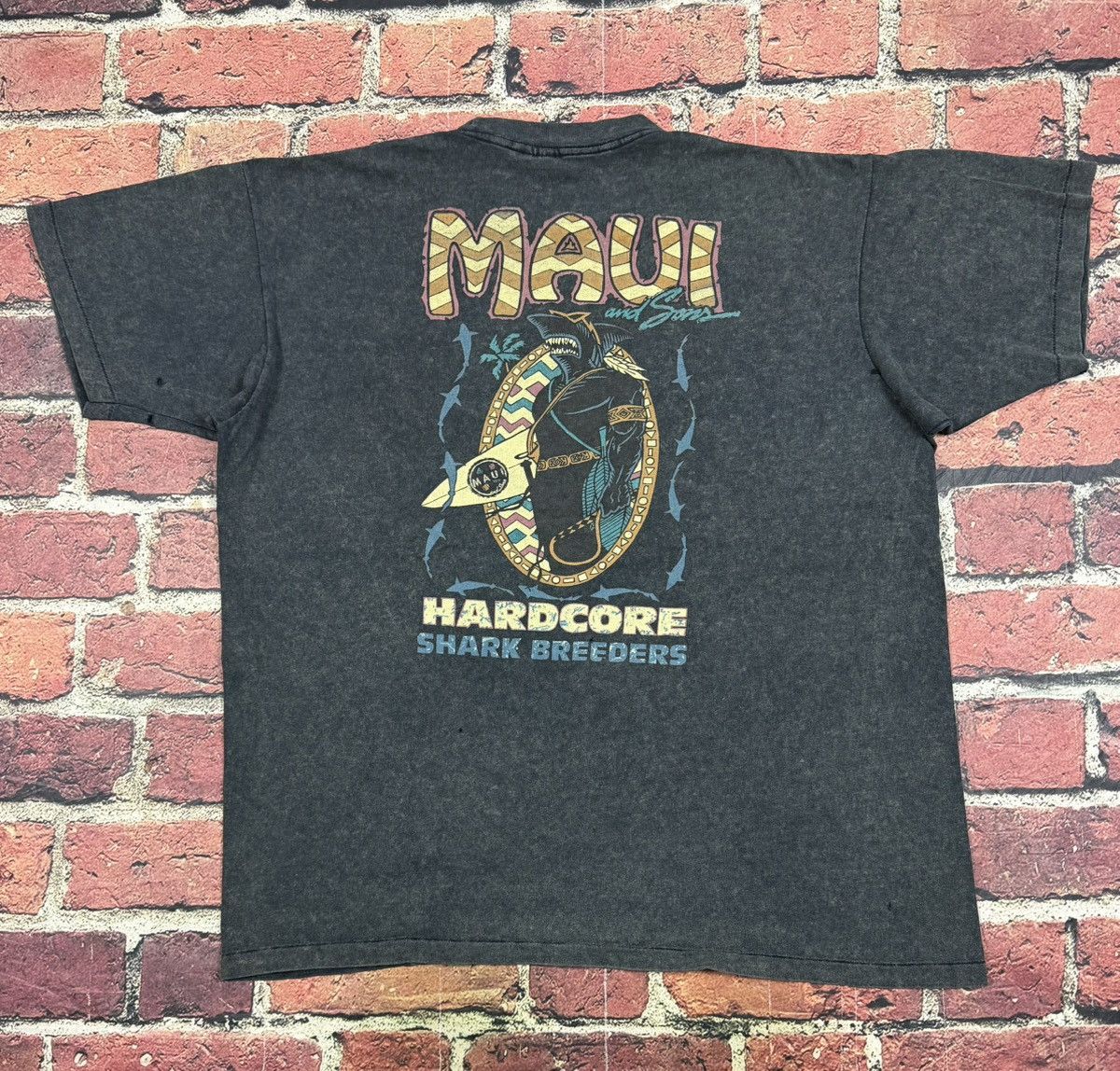 Maui and Sons Vintage Maui And Sons Hardcore Shark Tee Single Stitch Surf Size US XXL / EU 58 / 5 - 1 Thumbnail