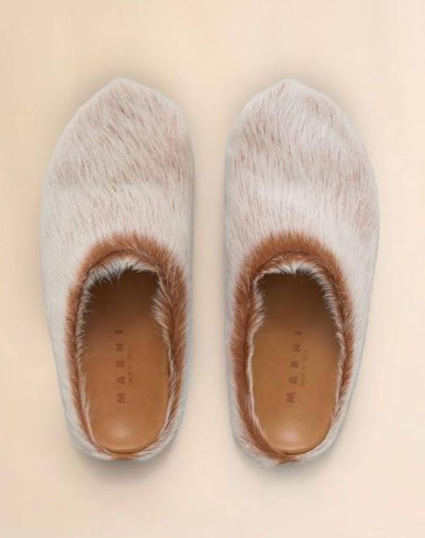 Marni o1w1db10326 Fussbett Calf-Hair Slippers in Brown/White Size US 9 / EU 42 - 1 Thumbnail
