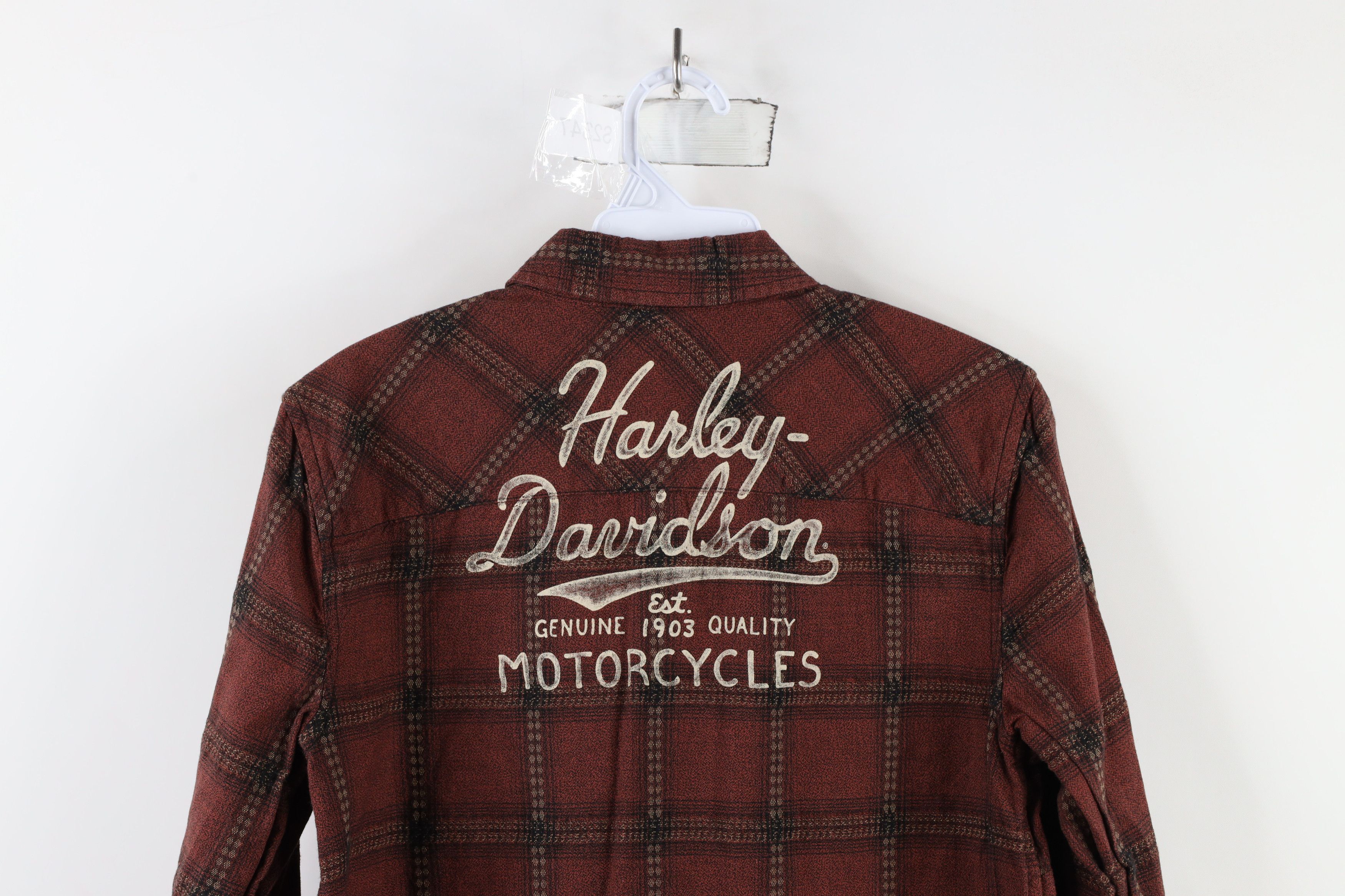 Harley Davidson × Vintage Vintage Harley Davidson Spell Flannel Button Shirt Cotton Size S / US 4 / IT 40 - 12 Thumbnail