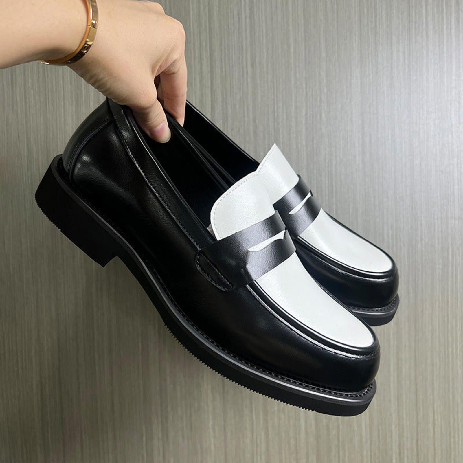 Other Two-Tone Black White Chunky Penny Loafer Contrast Derby Shoe Size US 7 / EU 40 - 3 Thumbnail