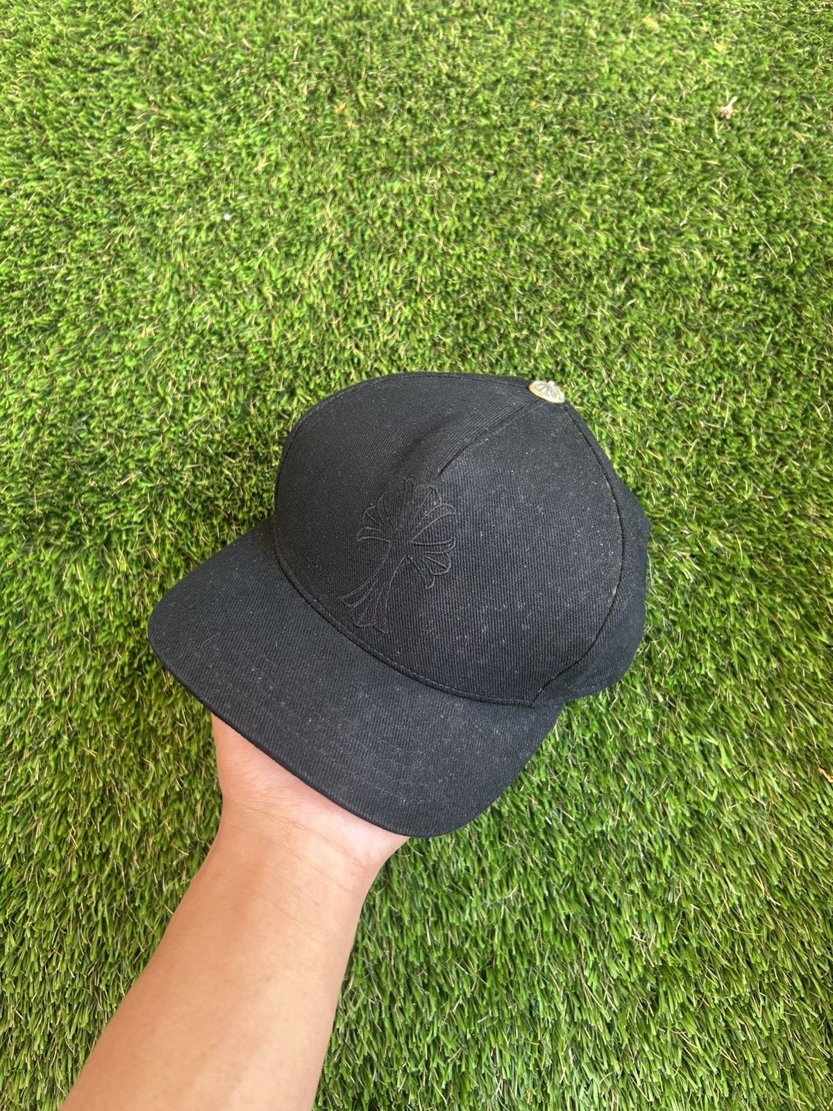 Chrome Hearts Chrome Hearts Black Waxed Denim Cross Hat Size ONE SIZE - 1 Thumbnail