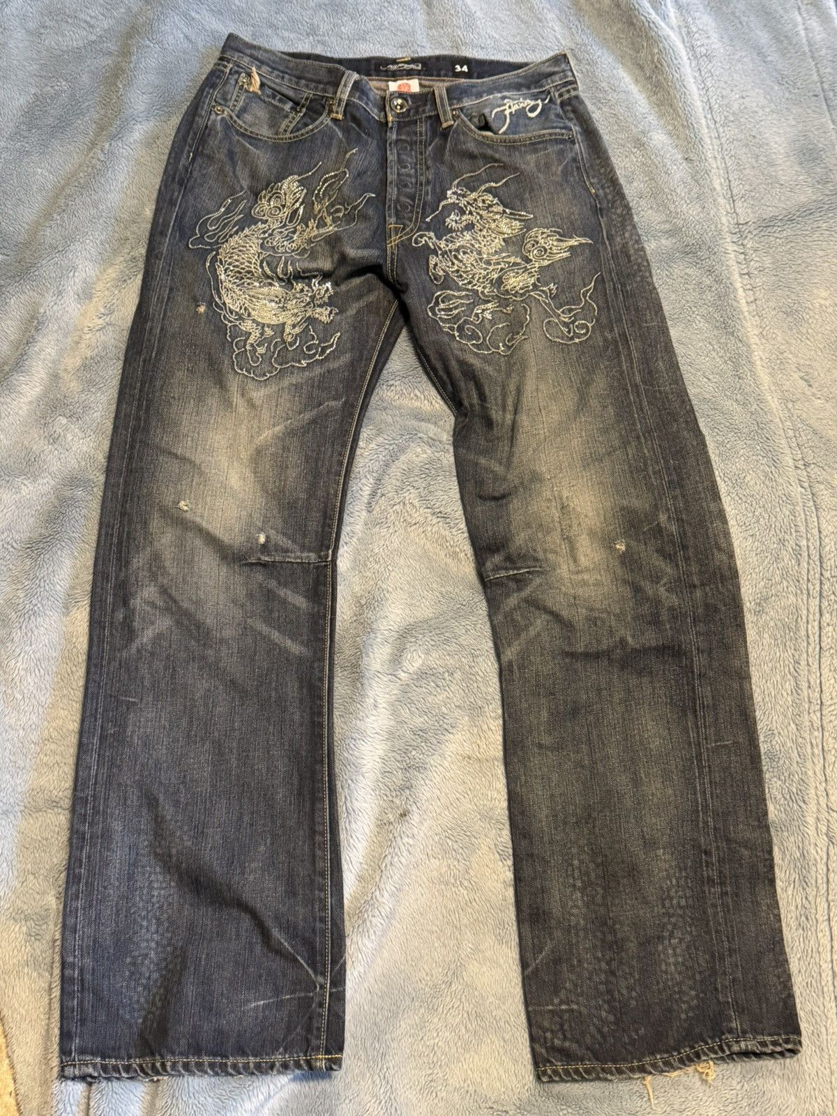 Ed Hardy Ed Hardy Dragon Studded Jeans Size US 34 / EU 50 - 1 Thumbnail