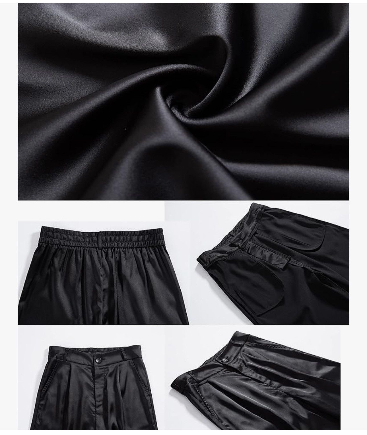 Other Women's Black Satin Wide Leg Dress Party Casual Pants Size 32" / US 10 / IT 46 - 8 Thumbnail