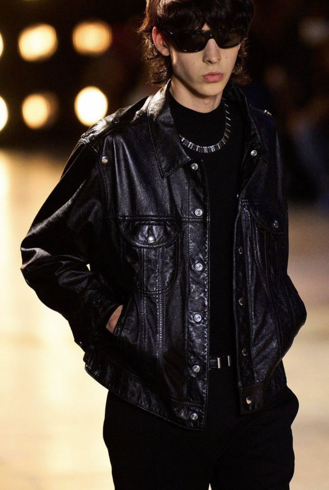 Celine Celine x Hedi SS23 Runway Bauhaus Leather Trucker Jacket Size US XL / EU 56 / 4 - 18 Thumbnail
