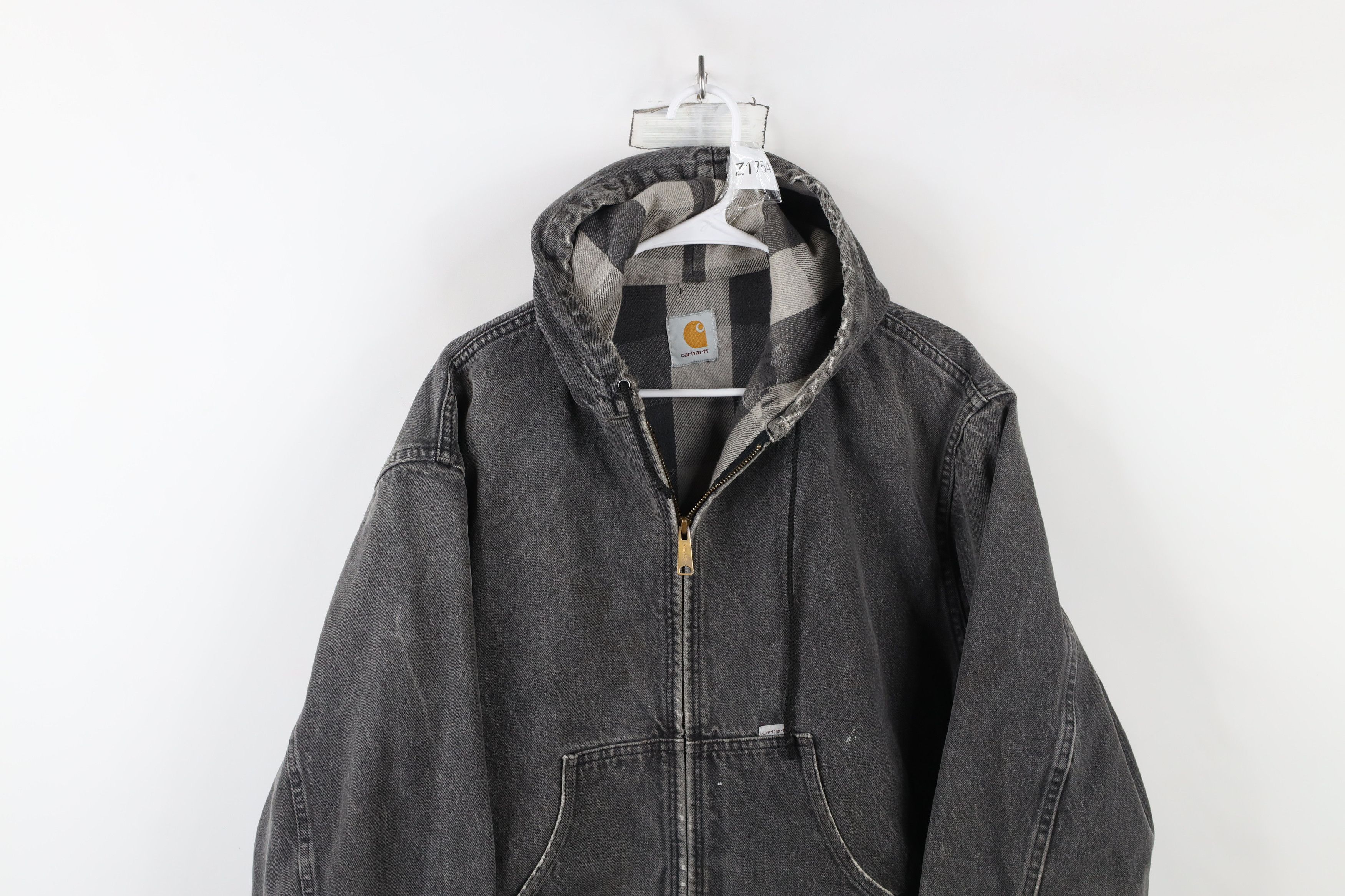 Carhartt Vintage 90s Carhartt Lined Denim Hooded Jacket Gray USA Size US XXL / EU 58 / 5 - 2 Thumbnail
