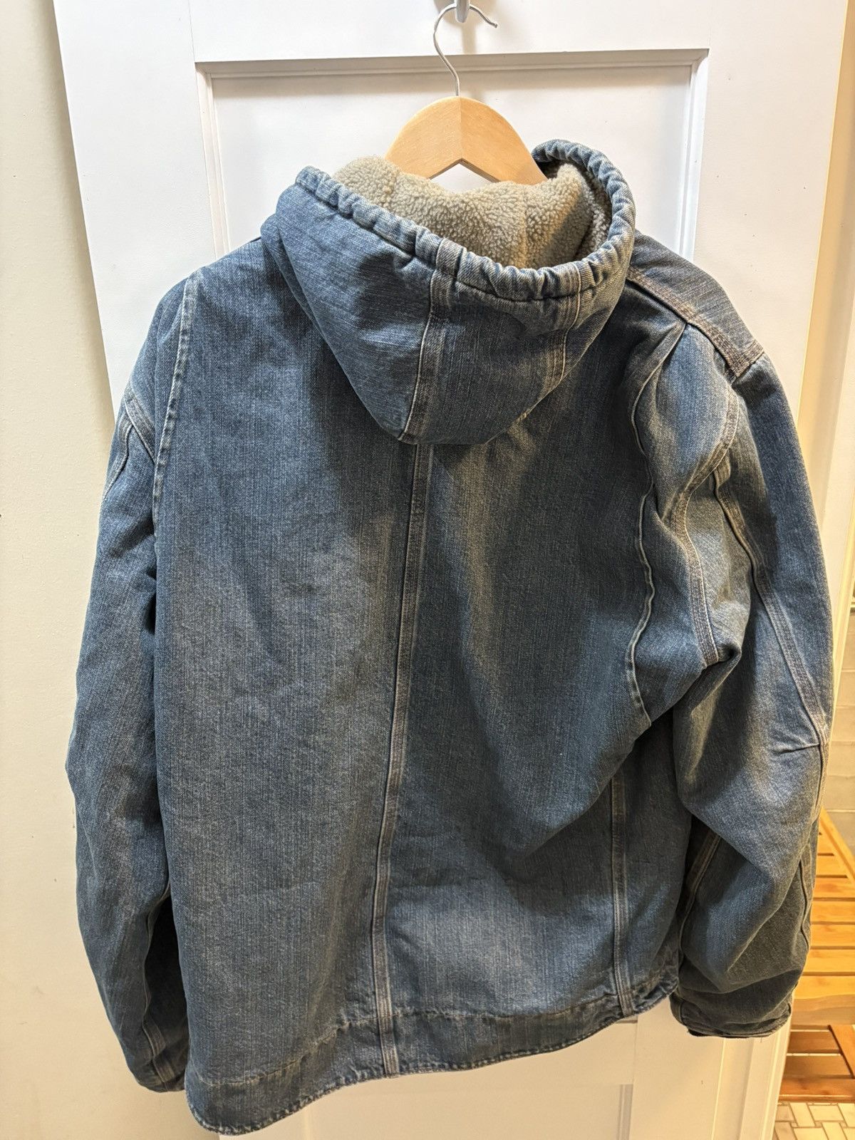 Carhartt Carhartt Hooded Denim Jacket Sherpa J239 LVN - Large Tall Size US L / EU 52-54 / 3 - 4 Thumbnail