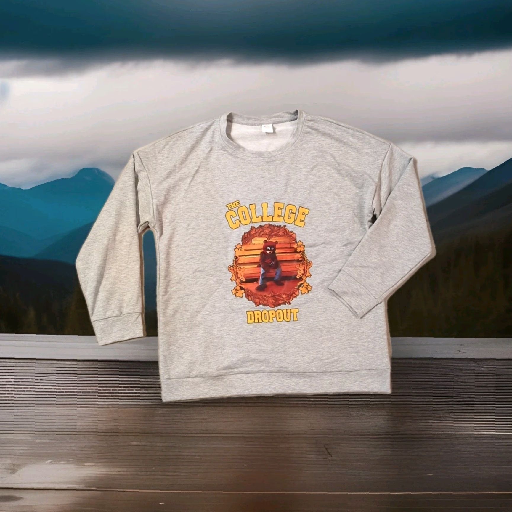 Yeezy Kanye West The College Dropout Sweatshirt Gray Men L Regular Crew Neck Long Sleeve Pullover Logo Bear Vintage No Size US L / EU 52-54 / 3 - 2 Thumbnail