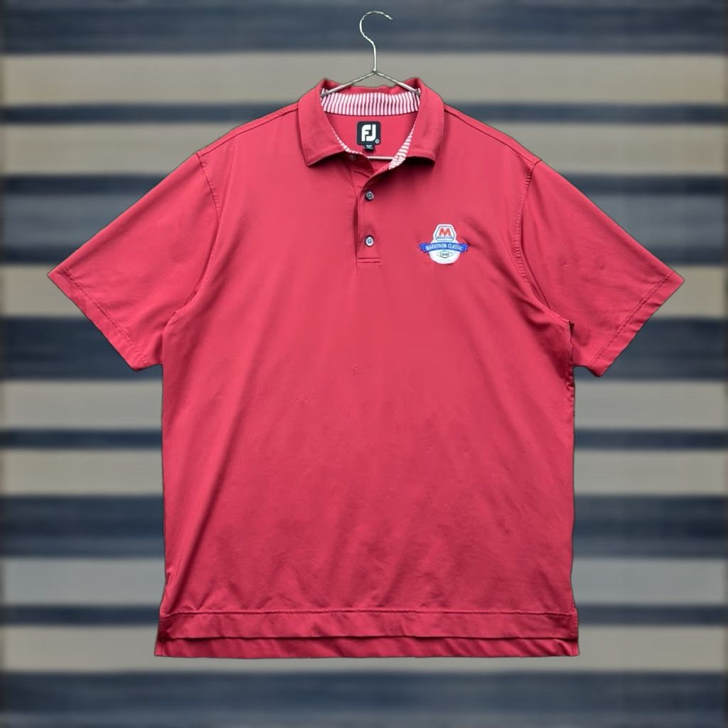 Footjoy FootJoy Polo Shirt Mens Large Performance Golf Red Short Sleeve Marathon Logo Size US L / EU 52-54 / 3 - 1 Thumbnail