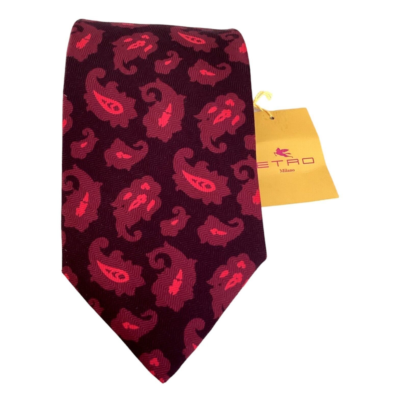 Etro ETRO MILANO Burgundy Paisley Luxury Silk Tie In Made Italy W Size ONE SIZE - 1 Thumbnail